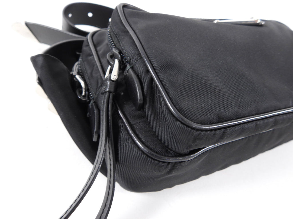 Prada Black Tessuto Nylon Stud Belt Bag