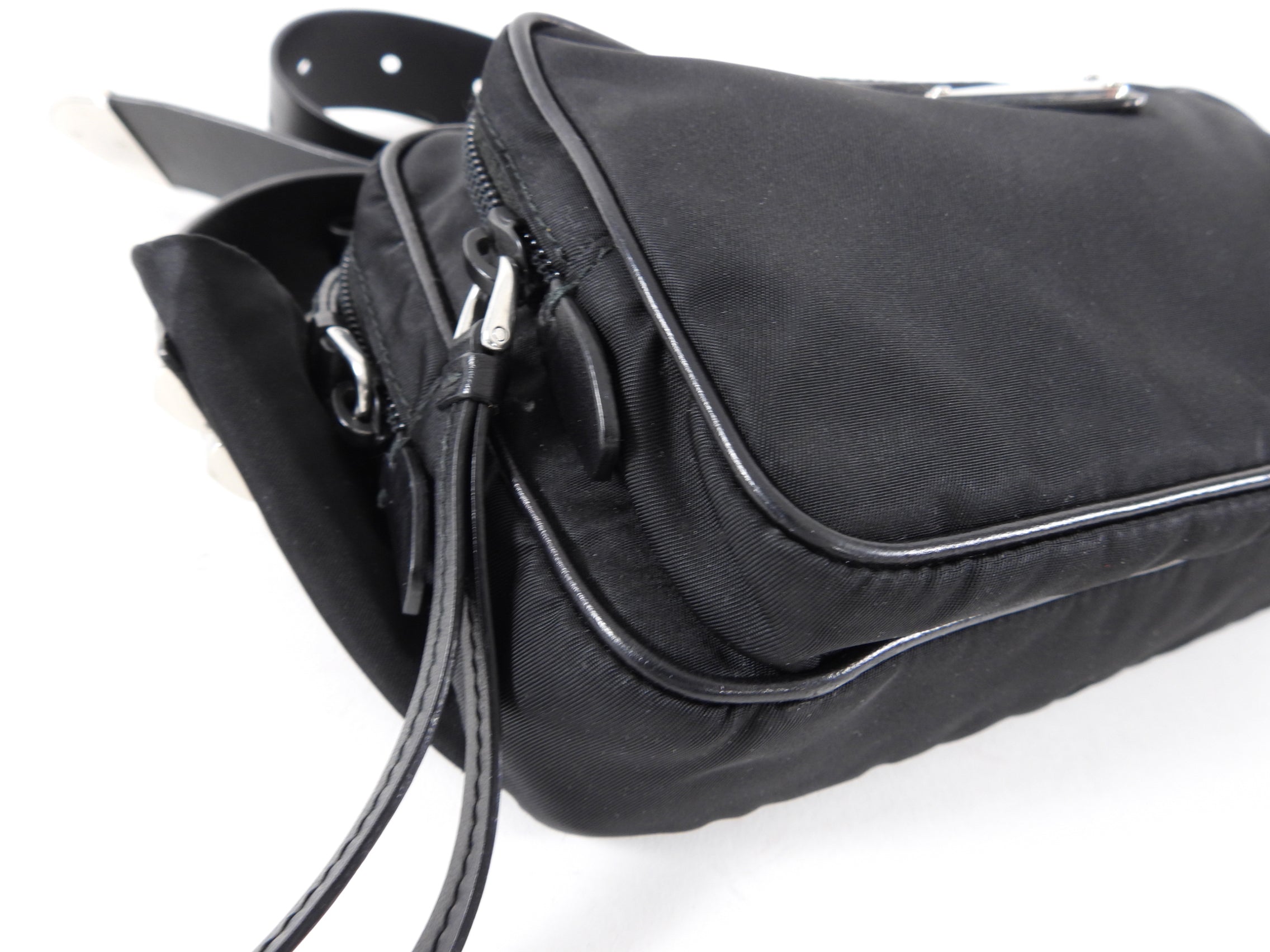 Prada Black Tessuto Nylon Stud Belt Bag