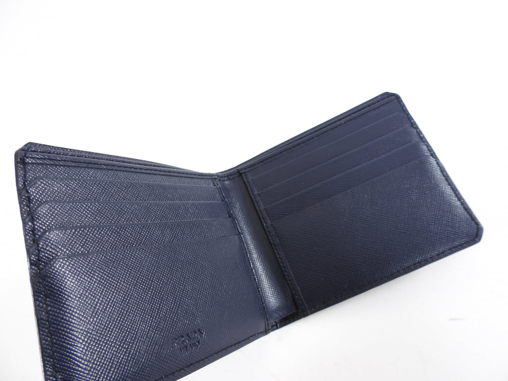 Prada Saffiano Baltico Navy Bifold Corner Wallet