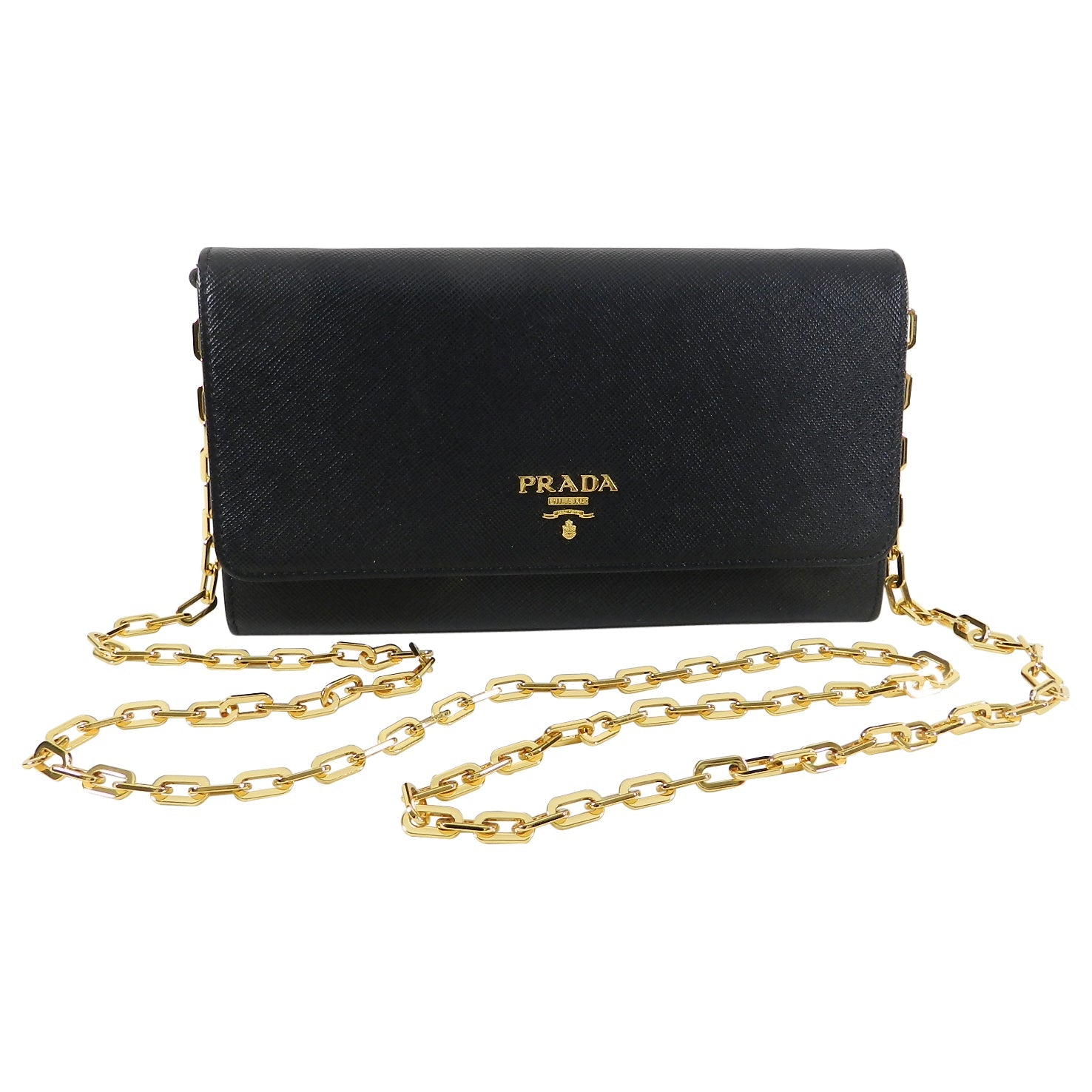Prada Black Saffiano Leather Wallet on Chain Bag