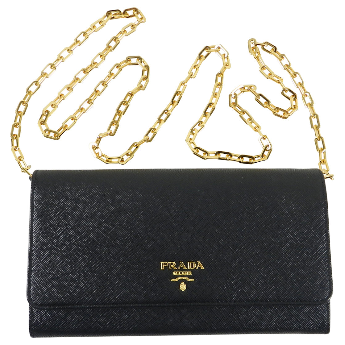 Prada Black Saffiano Leather Wallet on Chain Bag