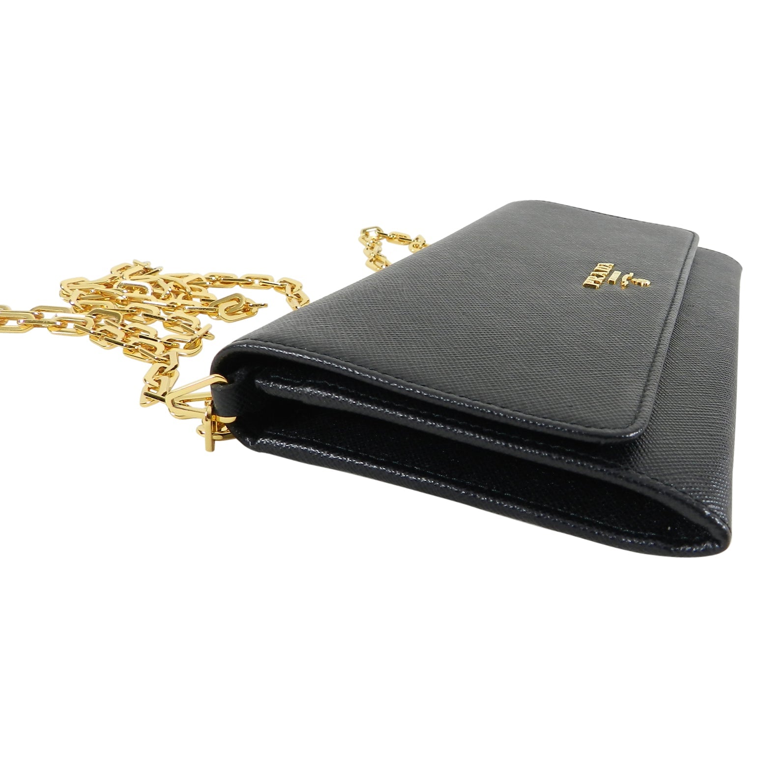 Prada Black Saffiano Leather Wallet on Chain Bag