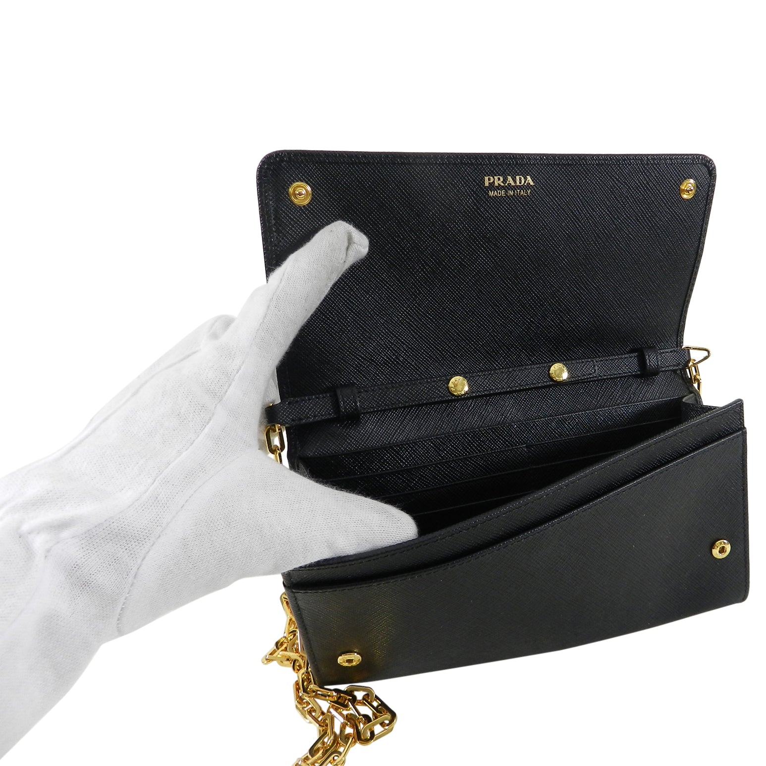 Prada Black Saffiano Leather Wallet on Chain Bag