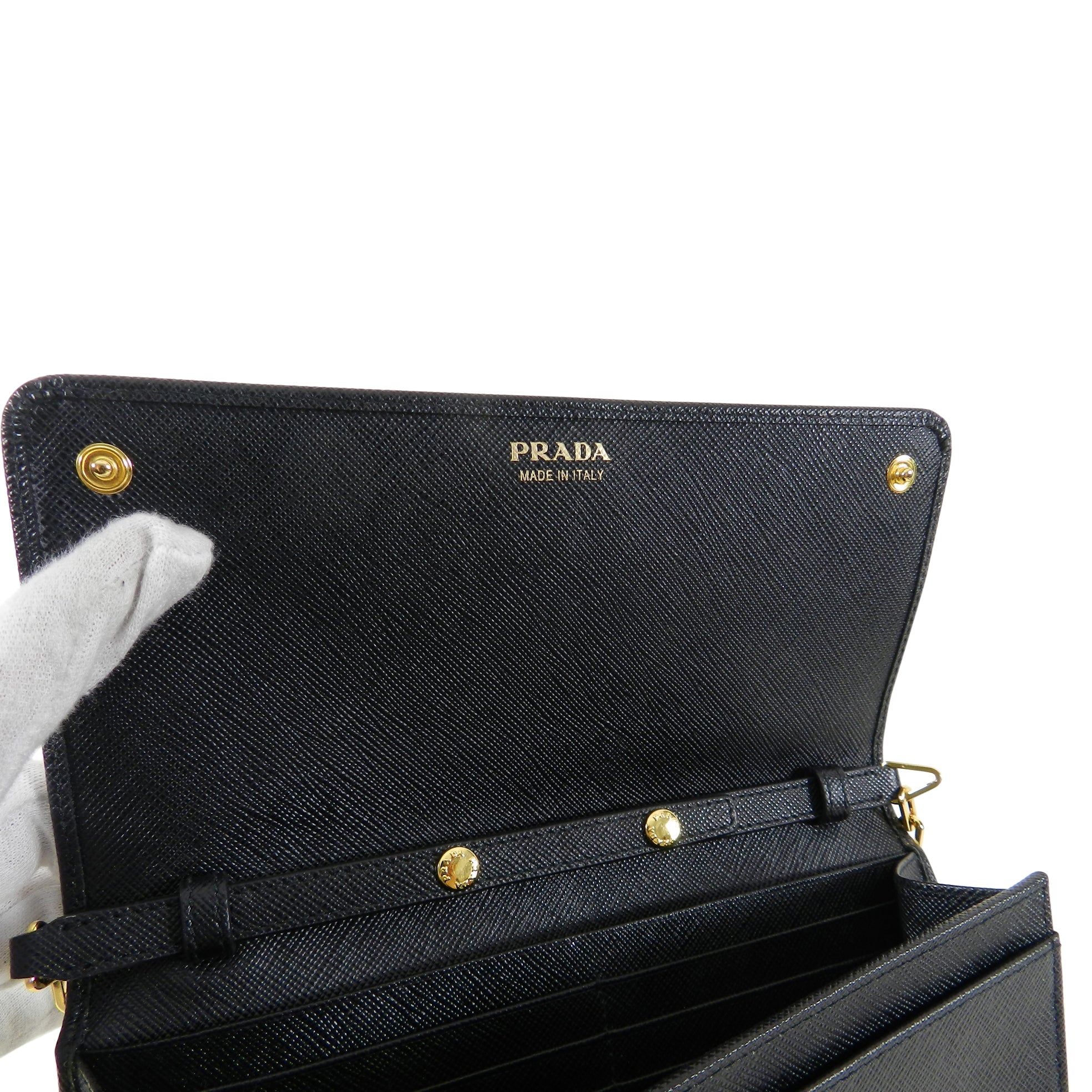 Prada Black Saffiano Leather Wallet on Chain Bag