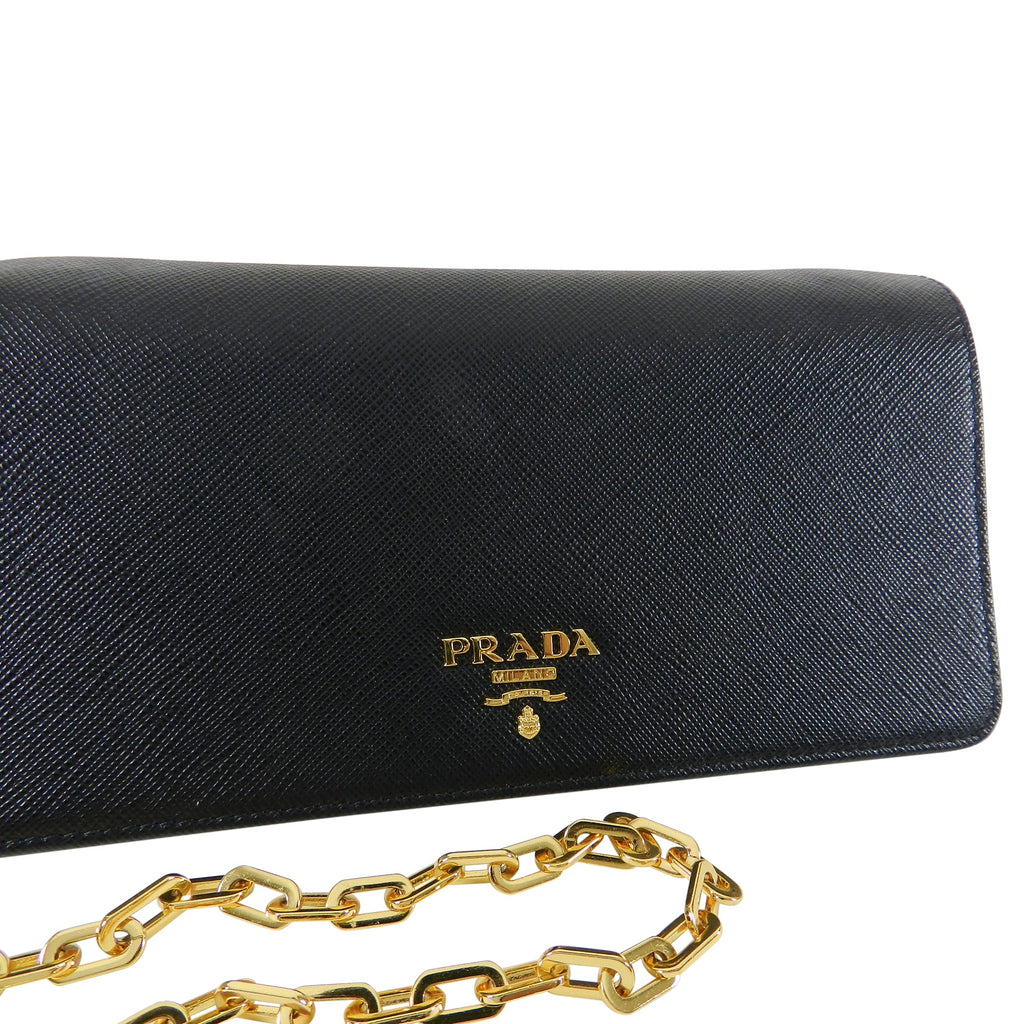 Prada Black Saffiano Leather Wallet on Chain Bag