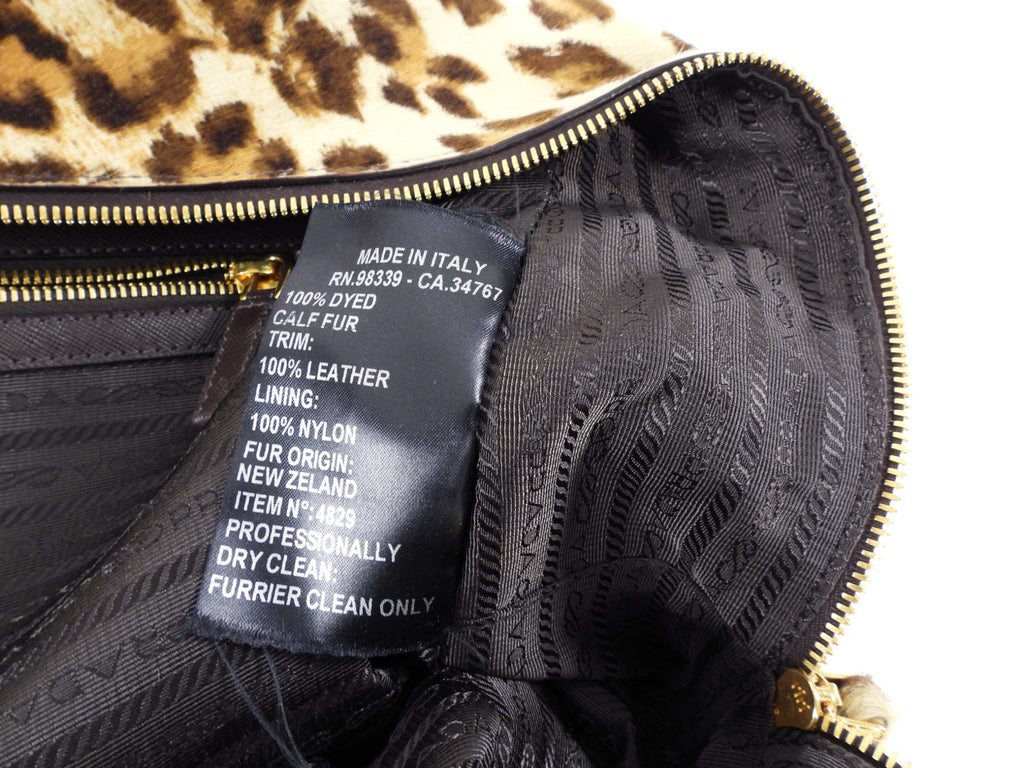 Prada Leopard Pattern Calf Hair Large Weekender Bag