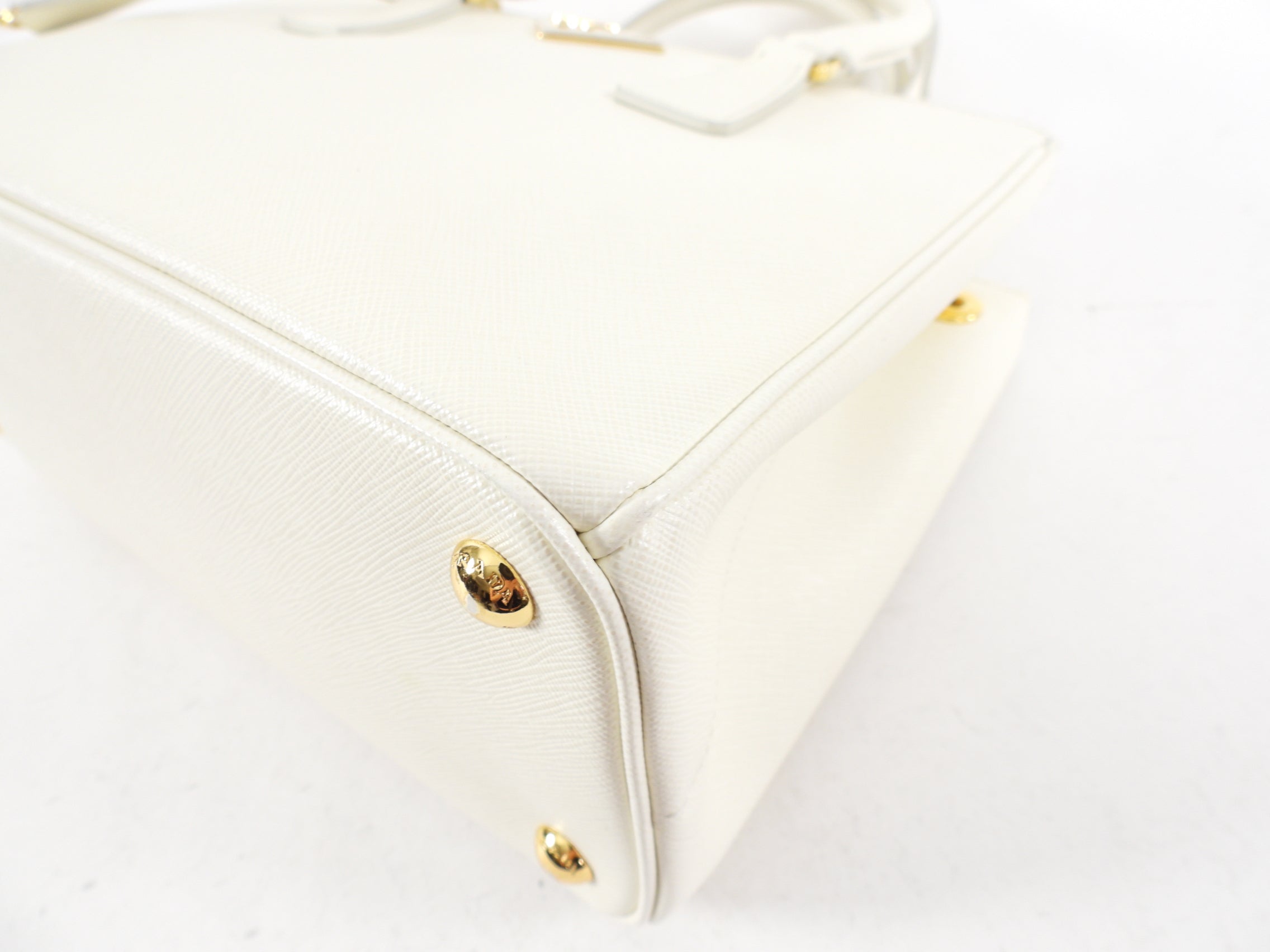 Prada Ivory Saffiano Medium Galleria Double Tote Bag