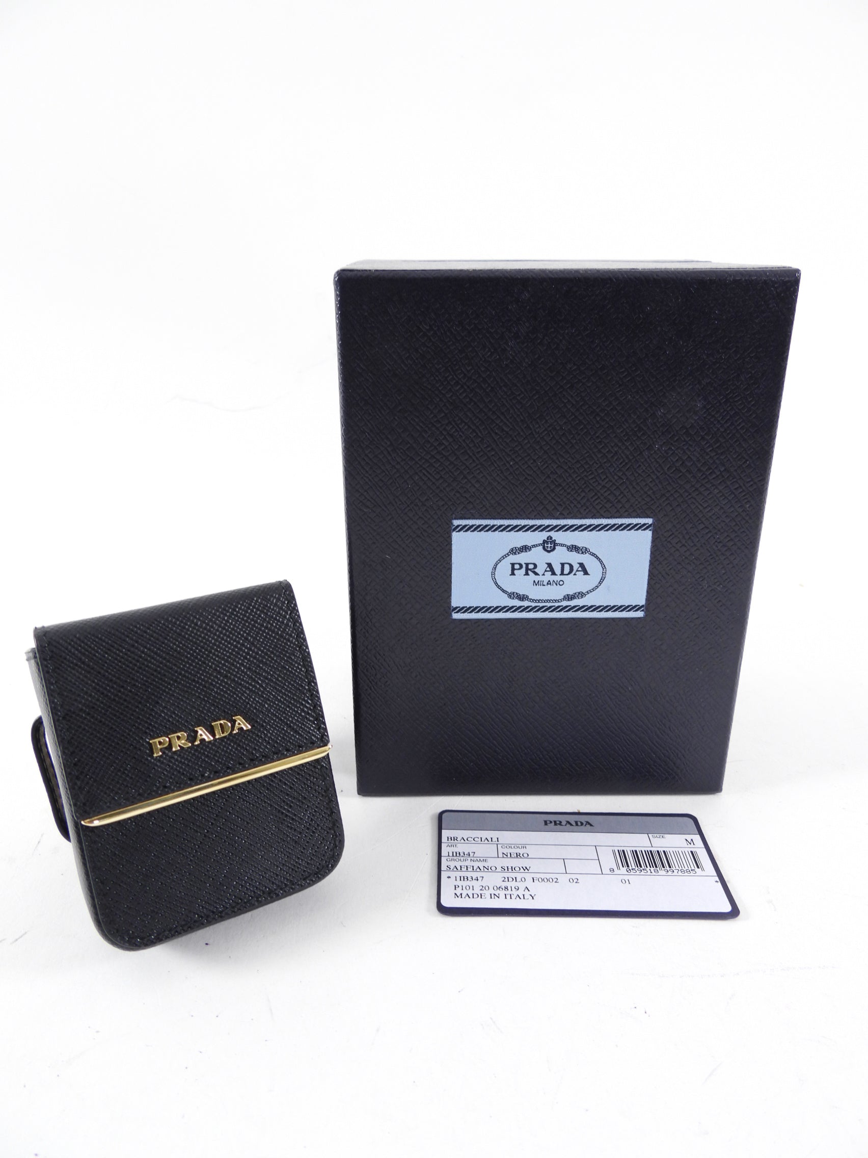 Prada Black Saffiano Pouch Bracelet - Aipod Holder