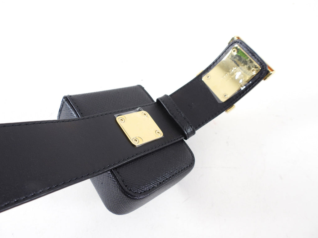 Prada Black Saffiano Pouch Bracelet - Aipod Holder