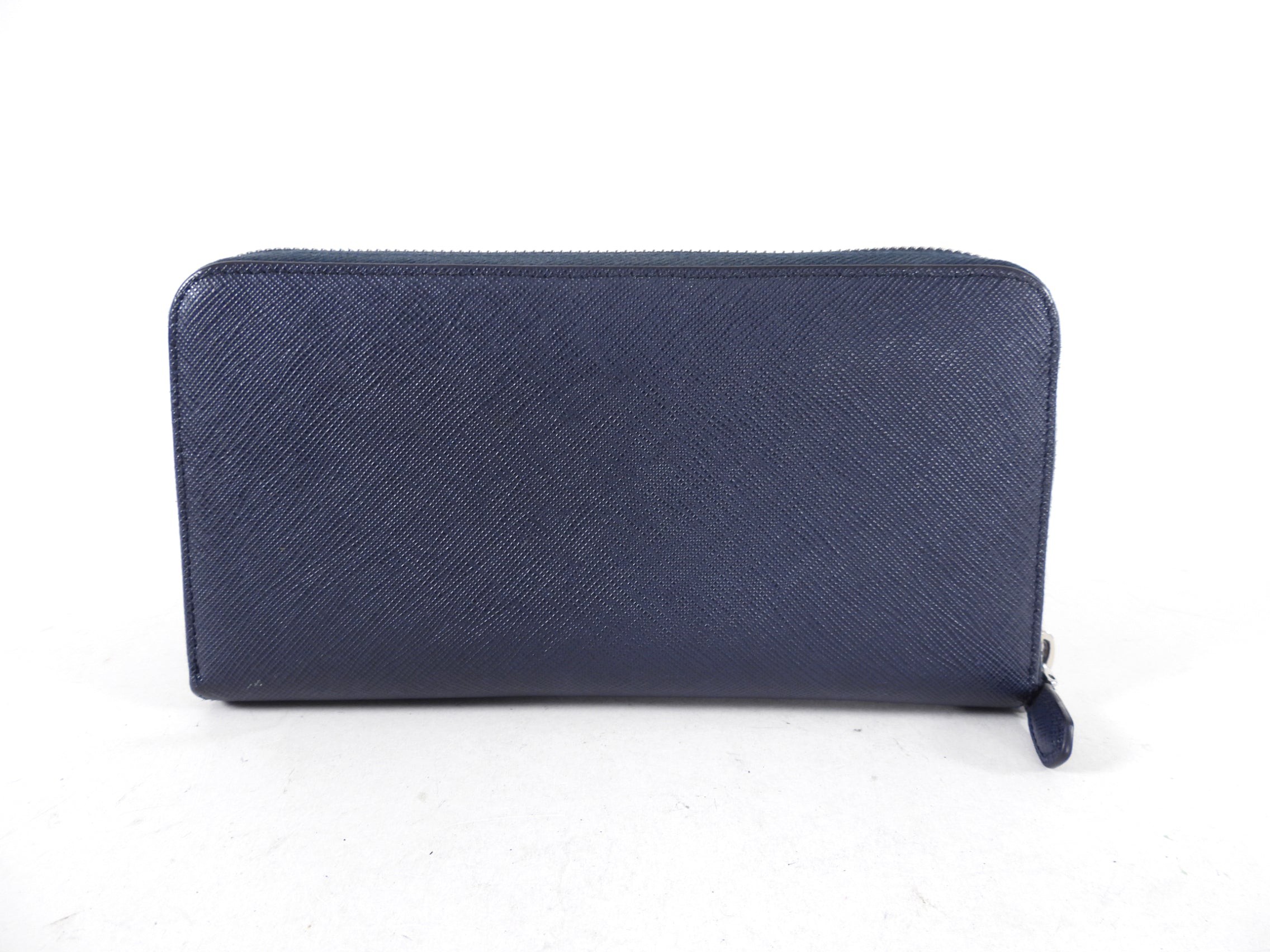 Prada Balitco Navy Saffiano Continental Zippy Wallet
