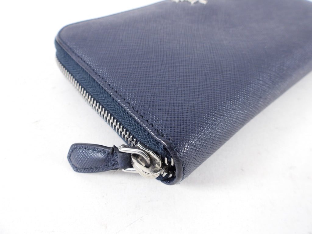 Prada Balitco Navy Saffiano Continental Zippy Wallet