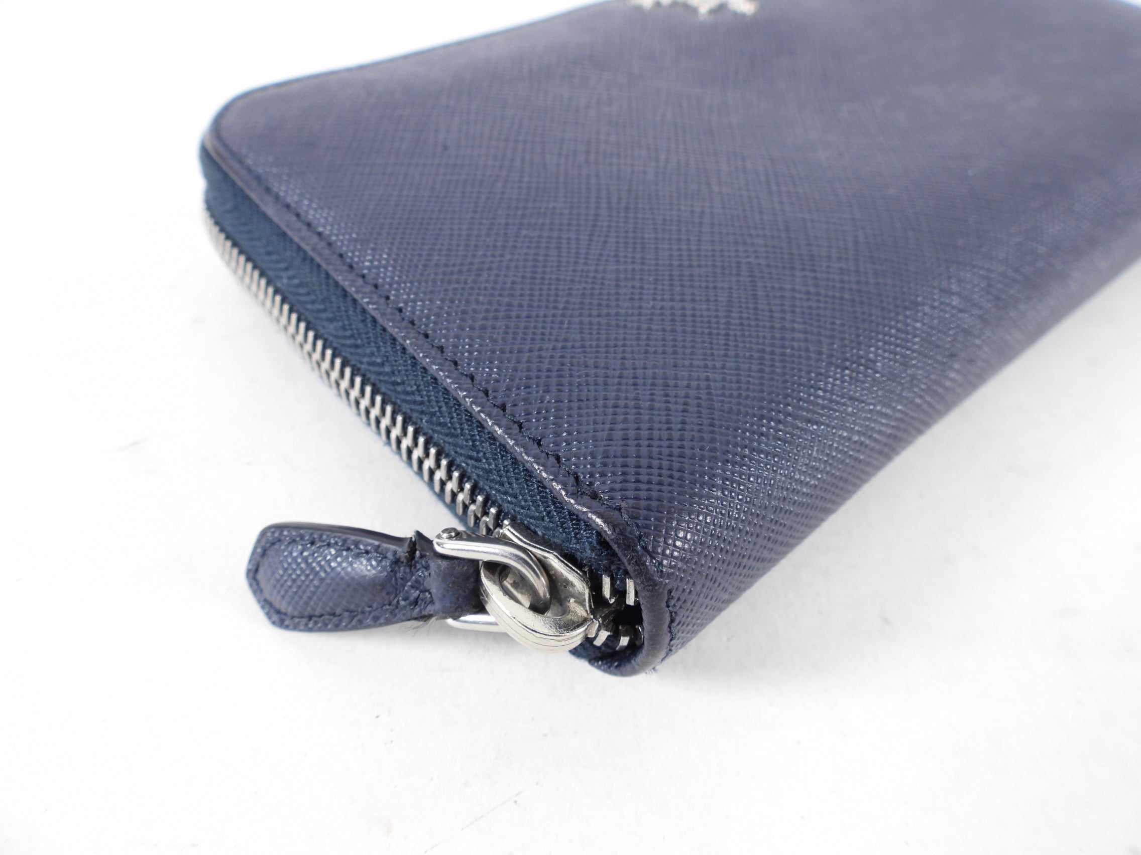 Prada Balitco Navy Saffiano Continental Zippy Wallet