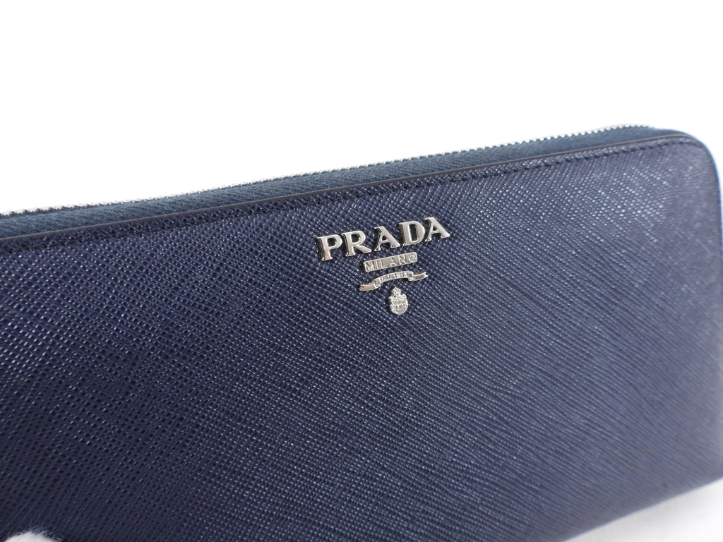 Prada Balitco Navy Saffiano Continental Zippy Wallet
