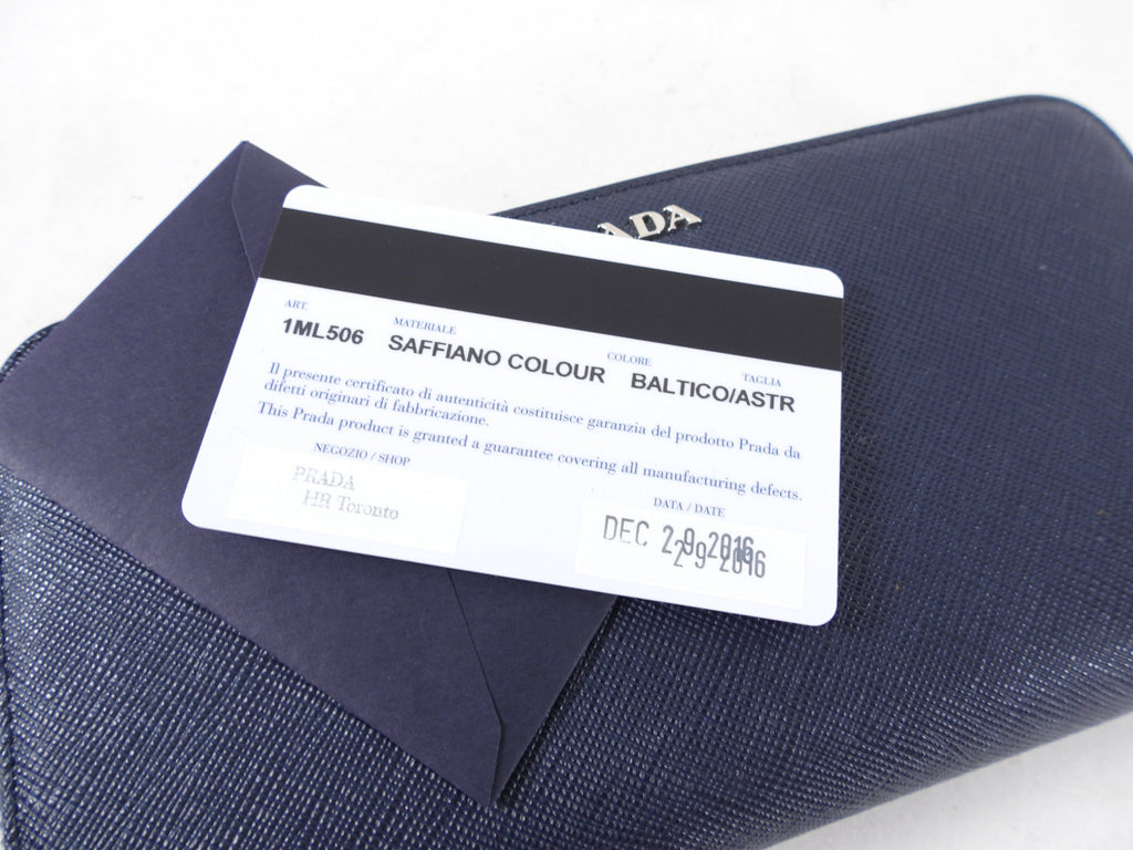 Prada Balitco Navy Saffiano Continental Zippy Wallet