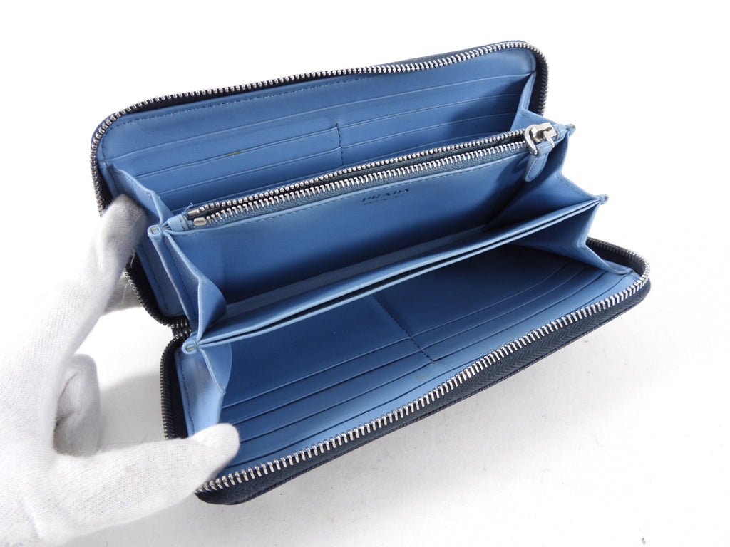 Prada Balitco Navy Saffiano Continental Zippy Wallet