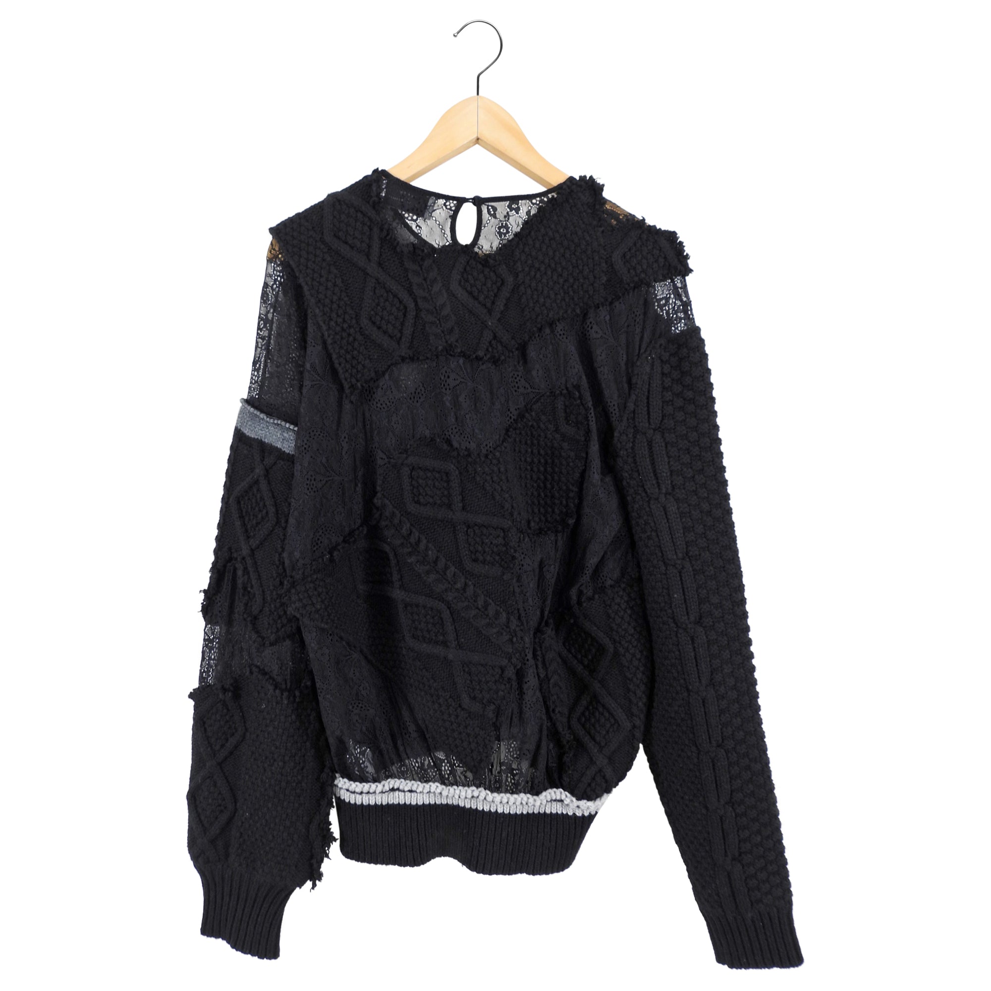 Preen by Thornton Bregazzi Black Patchwork Knit Lace Combo Sweater - XS / 4
