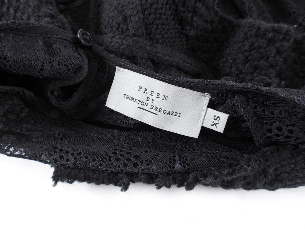 Preen by Thornton Bregazzi Black Patchwork Knit Lace Combo Sweater - XS / 4
