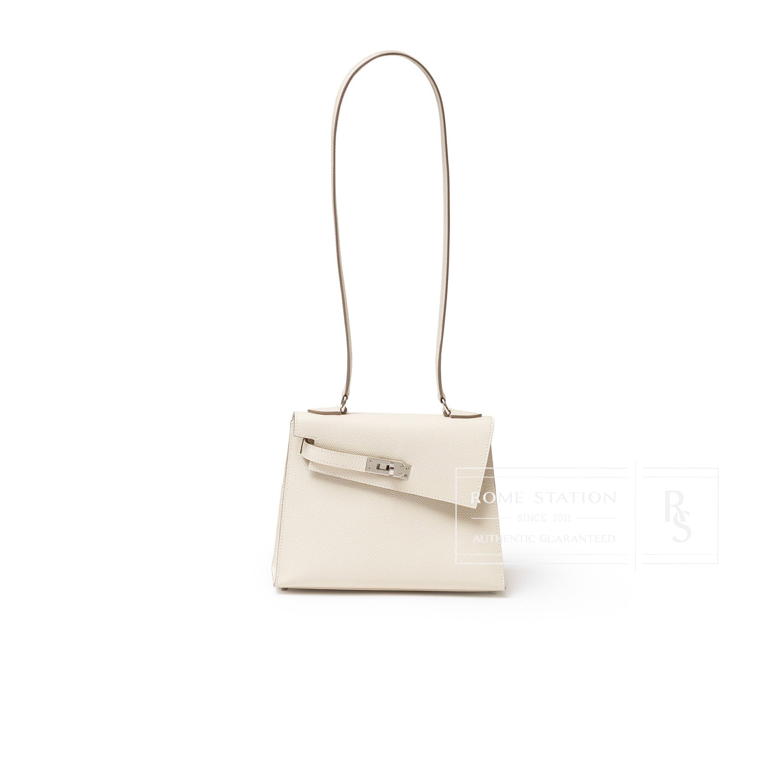 Hermès Kelly Desordre 20 Sellier Craie Epsom Palladium Hardware