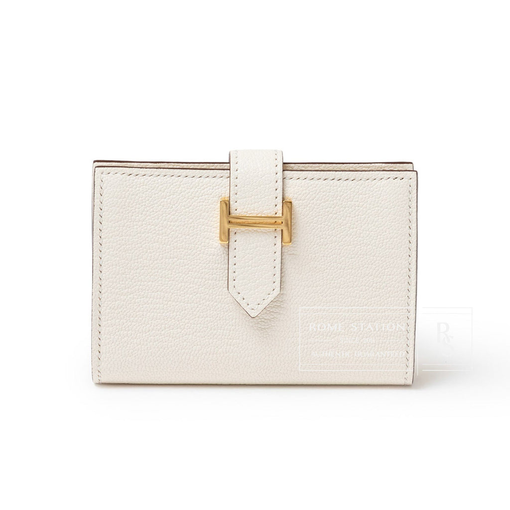 Hermès Mini Bearn Wallet Nata Chevre Mysore Gold Hardware