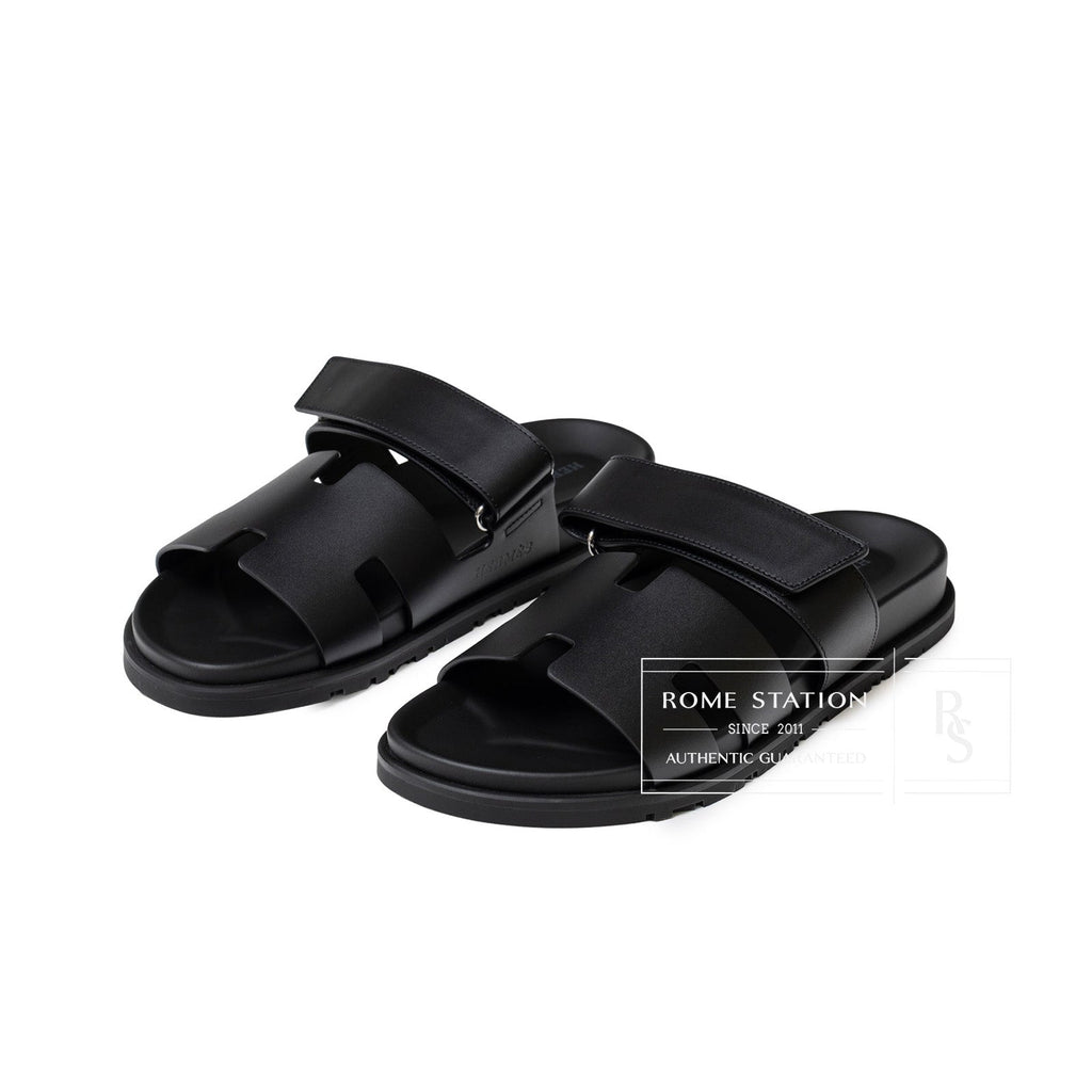 Hermès Chypre Sandal Men's Black Calf 40.5