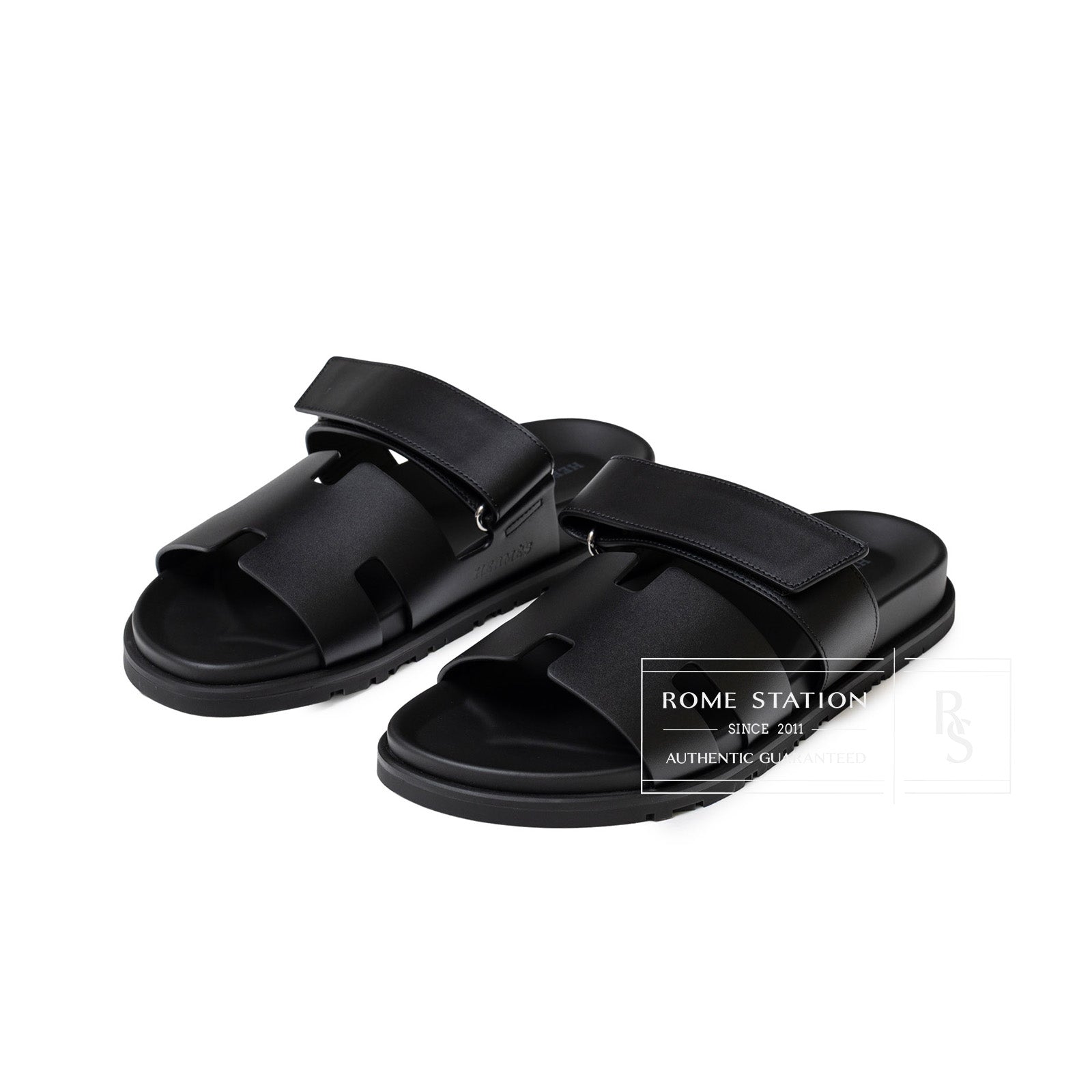 Hermès Chypre Sandal Men's Black Calf 40.5