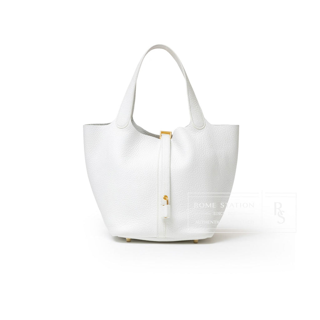 Hermès Picotin 22 New White Clemence Leather Hardware