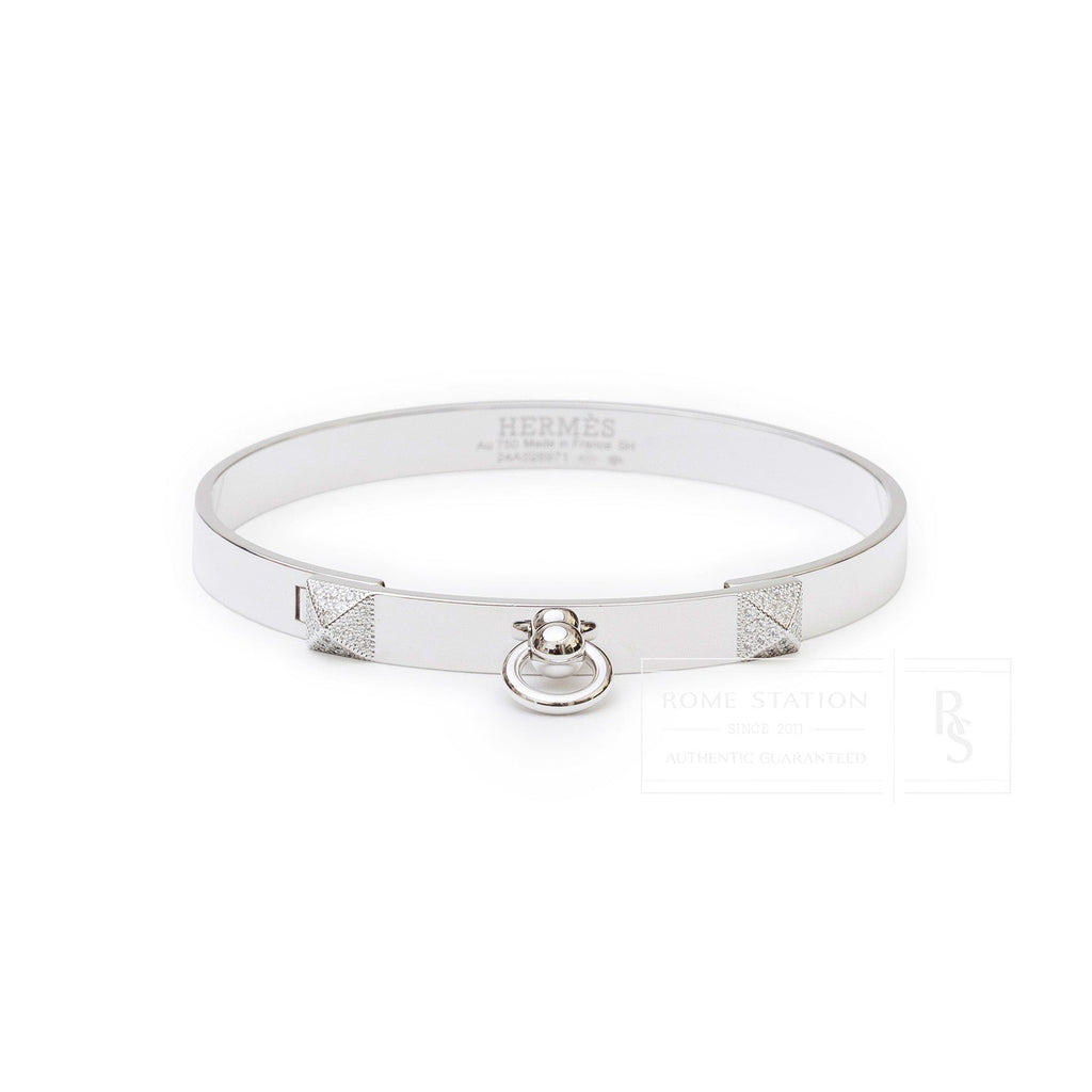 Hermès Collier De Chien Diamond Bracelet Small Model White Gold Au750