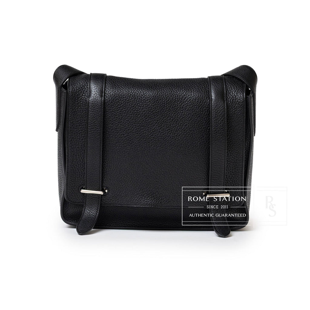 Hermès Steve Caporal Messenger 28 Black Clemence Palladium Hardware