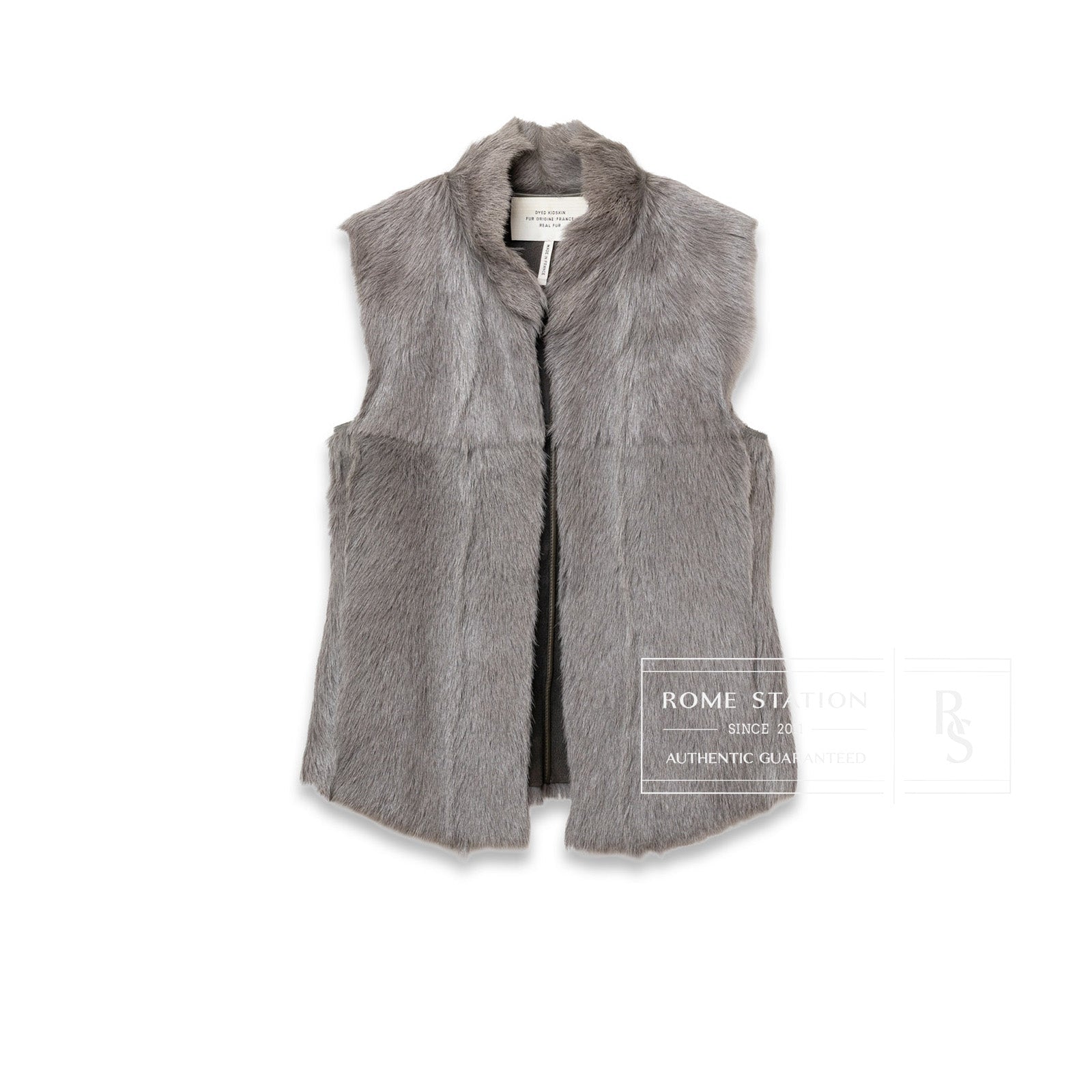Hermès Pelisse Courte Fur Vest Gris Vert