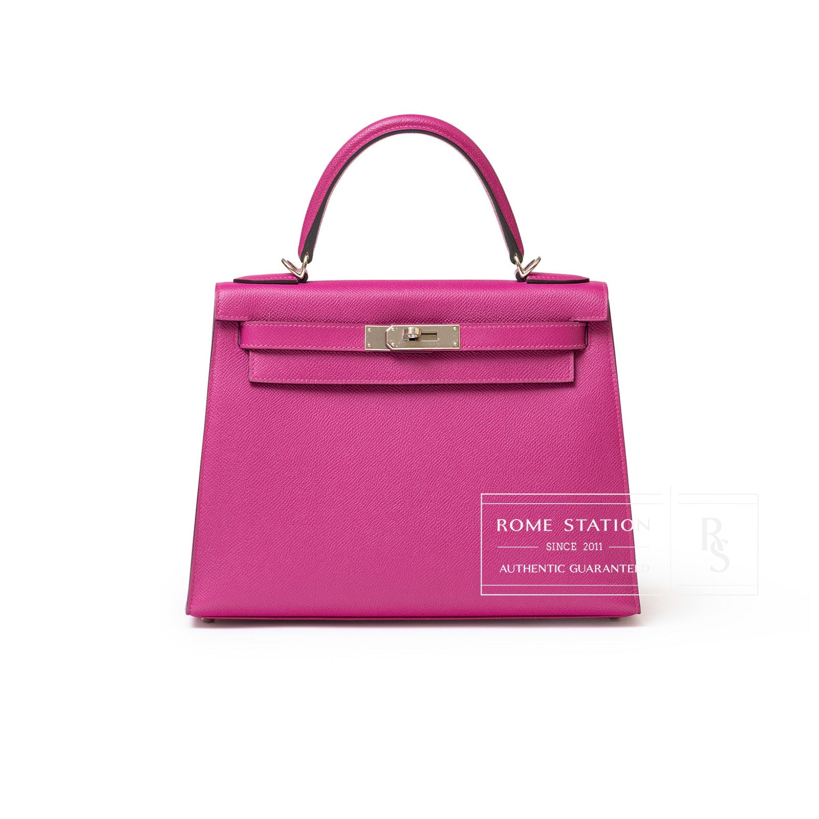 Hermès Kelly 28 Sellier Rose Pourpre Epsom Palladium Hardware