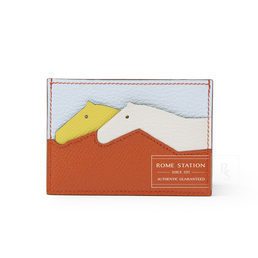Hermès Les Petis Chevaux  Holder Terre Bautte/Lime/Blue/Brume Nata Epsom/Chevre Mysore