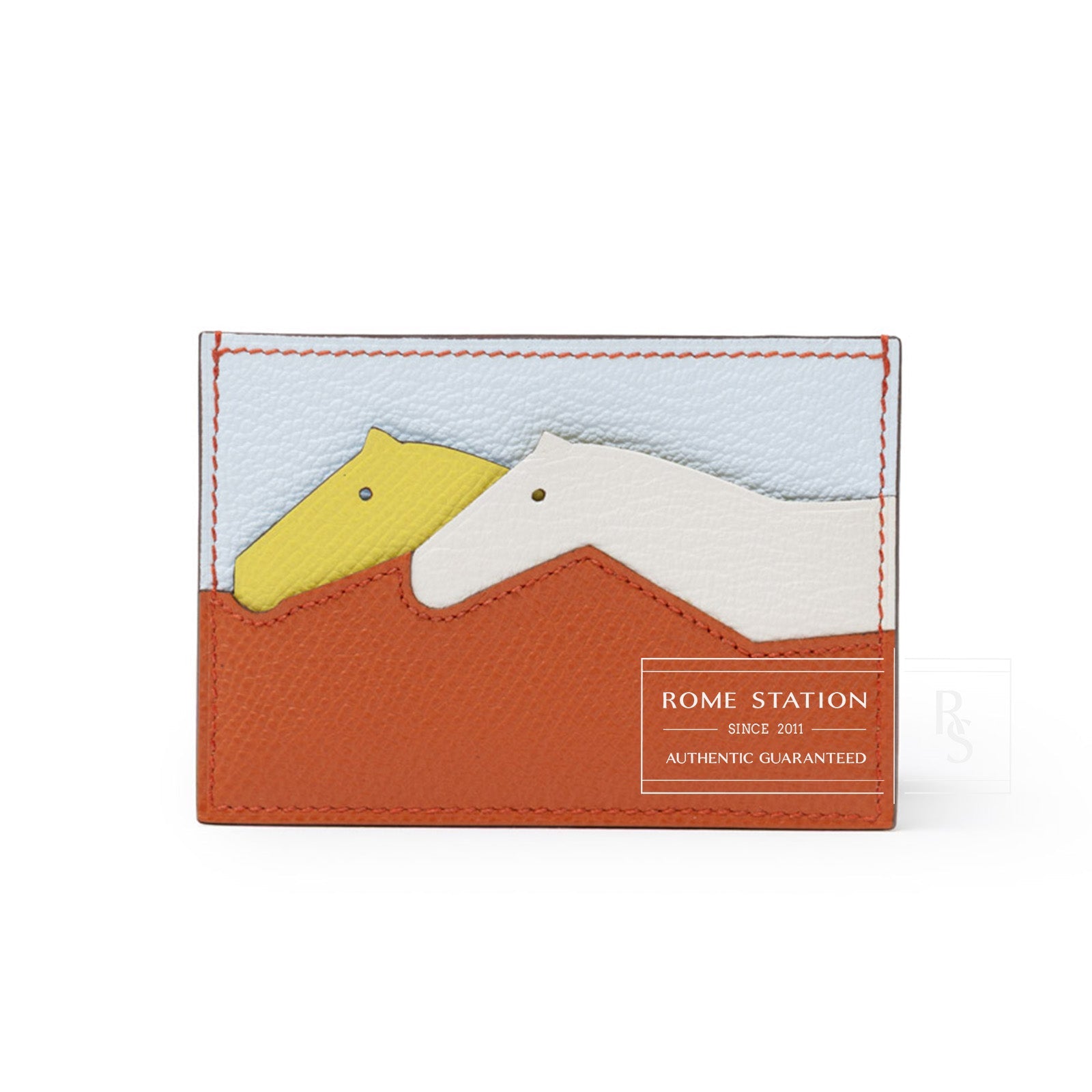Hermès Les Petis Chevaux  Holder Terre Bautte/Lime/Blue/Brume Nata Epsom/Chevre Mysore