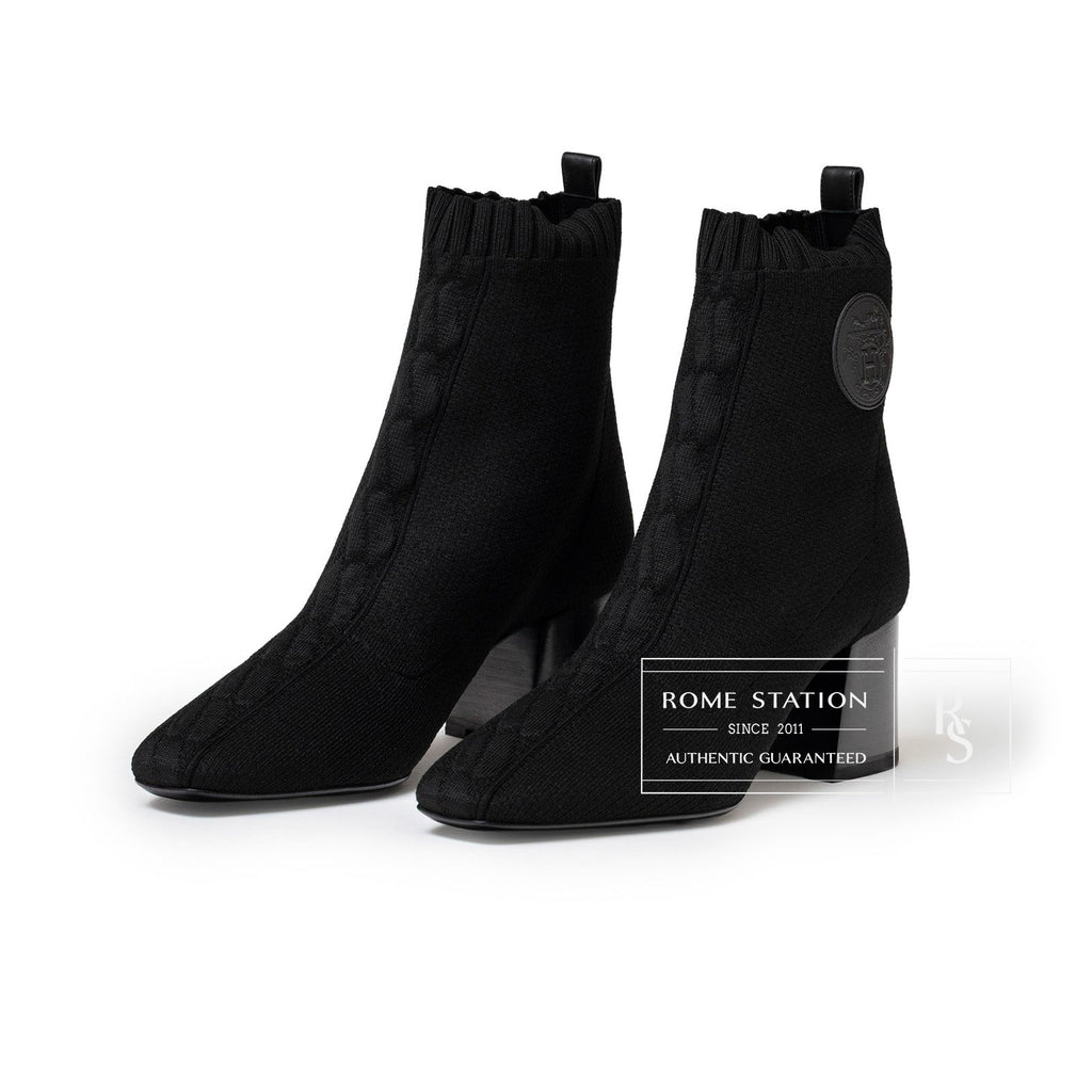 Hermès Volver 60 Ankle Boots Black Knit/Calf 36.5