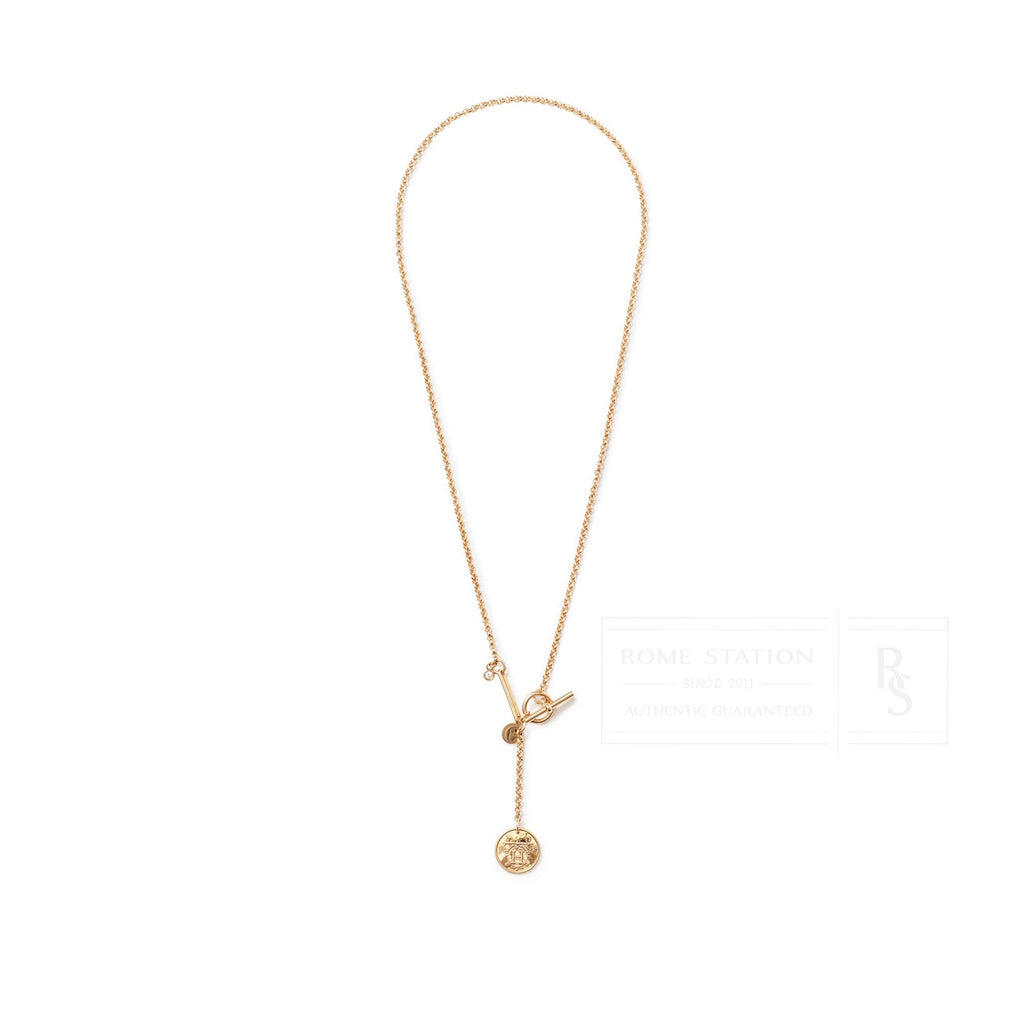 Hermès Ex-Libris Diamond Pendant Necklace Small model Rose Gold Au750