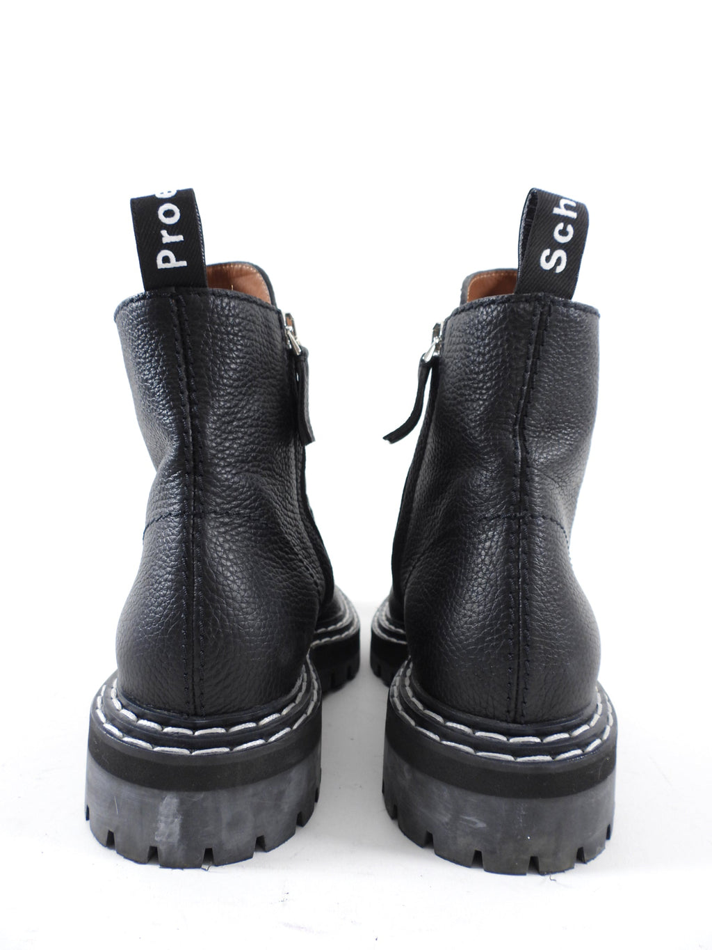 Proenza Schouler Black Leather Combat Boots - 40
