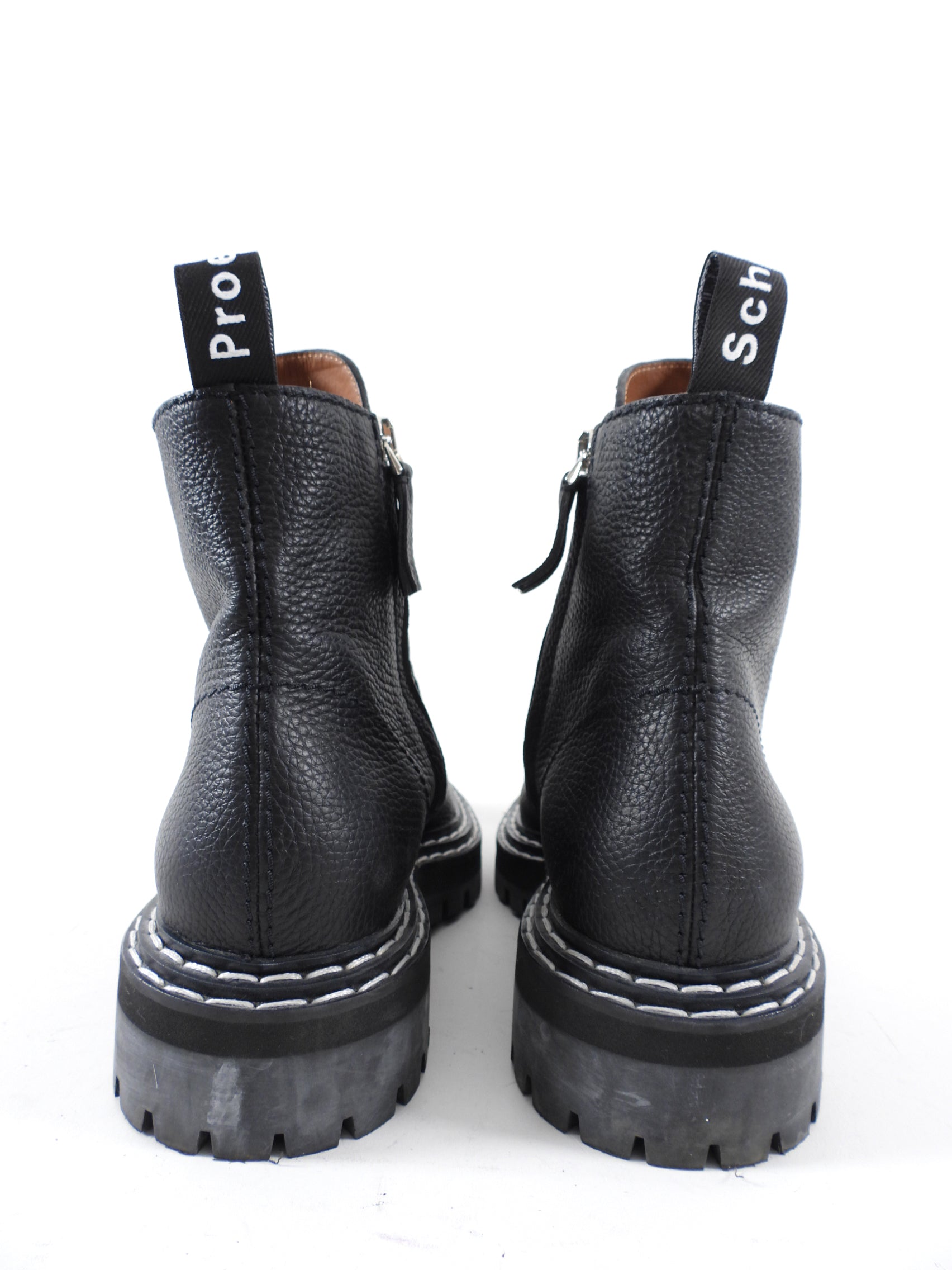 Proenza Schouler Black Leather Combat Boots - 40