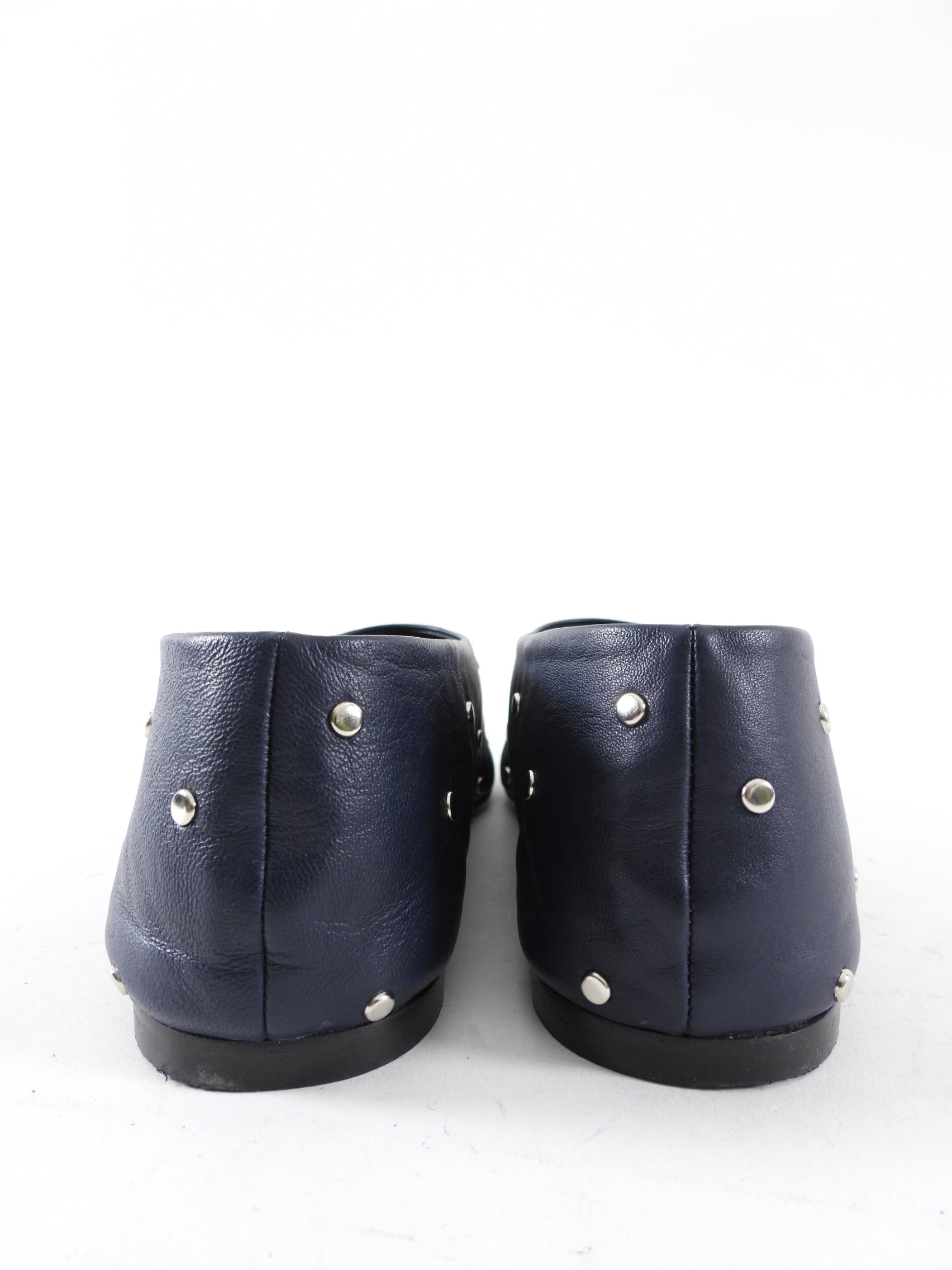 Proenza Schouler Navy Stud Leather Flats - 37