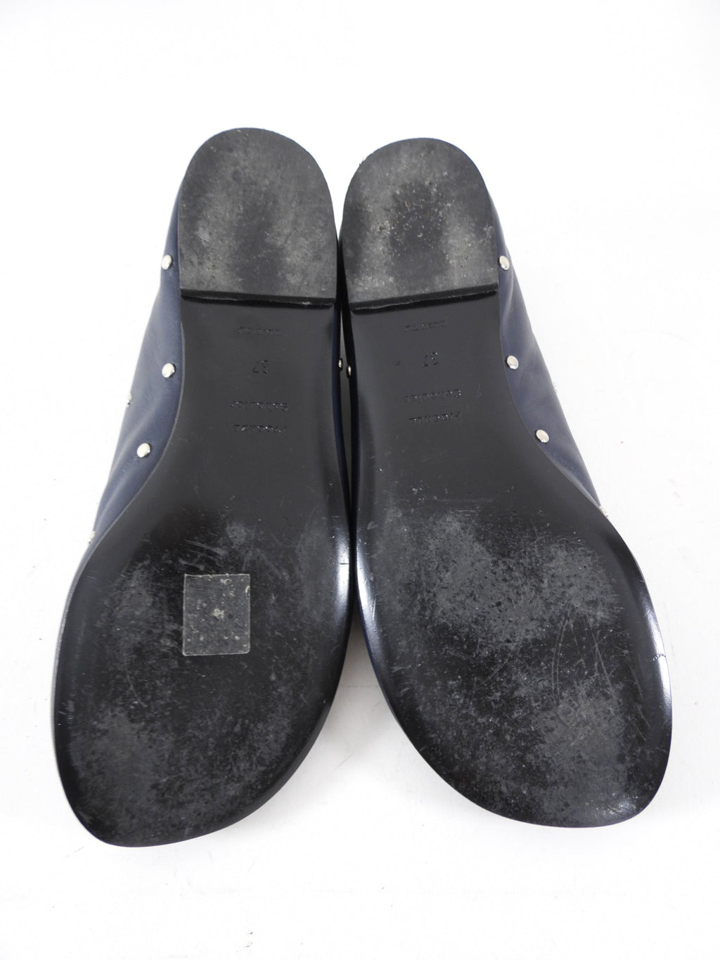 Proenza Schouler Navy Stud Leather Flats - 37