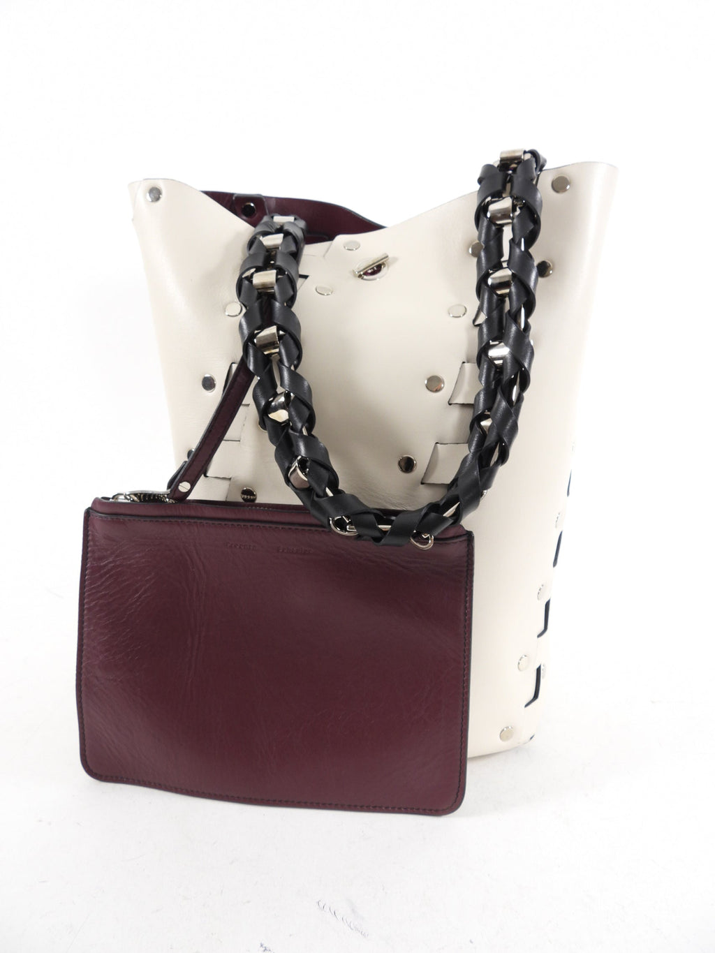 Proenza Schouler White Leather Stud Hex Tote Bag