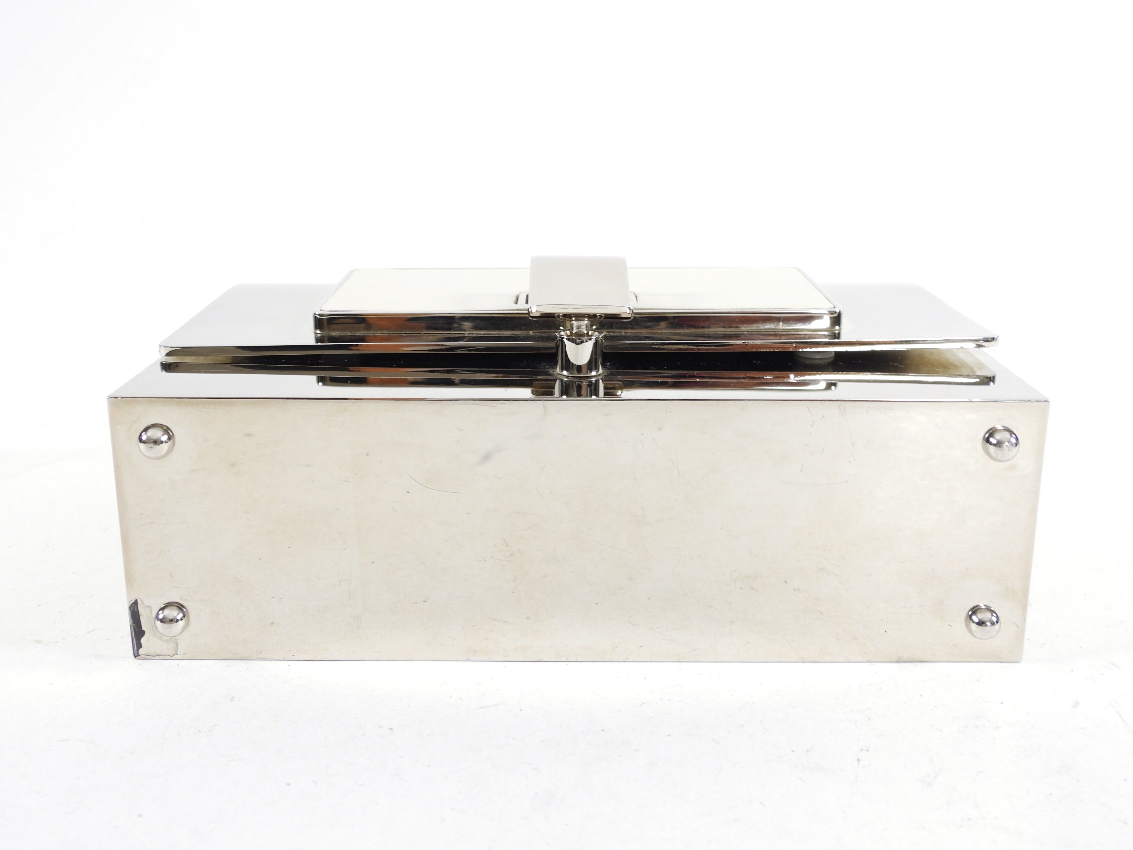 Proenza Schouler Silver Metallic Small Evening Box Minaudiere Bag