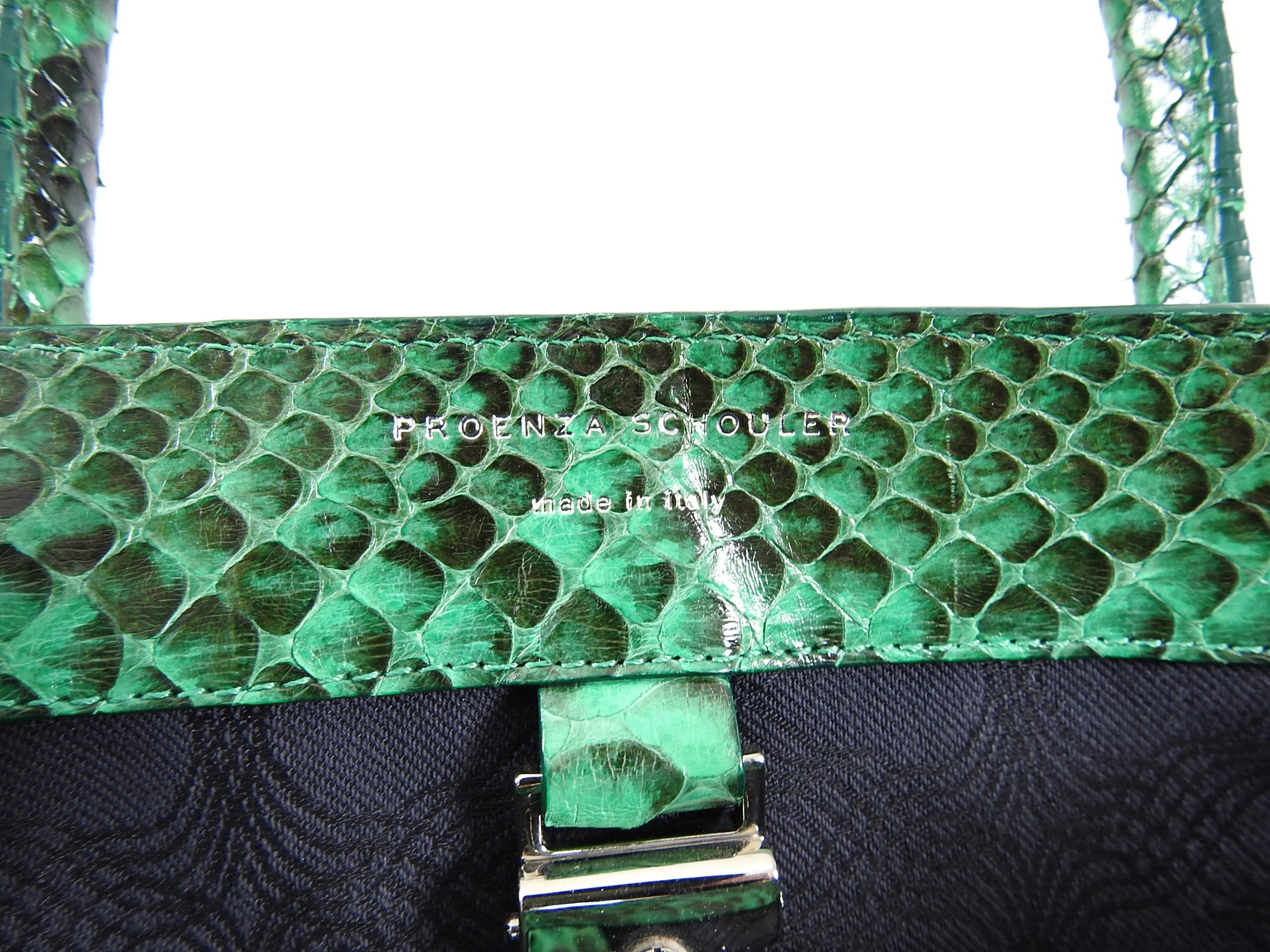 Proenza Schouler Green Python PS11 Highlighter Tote Bag