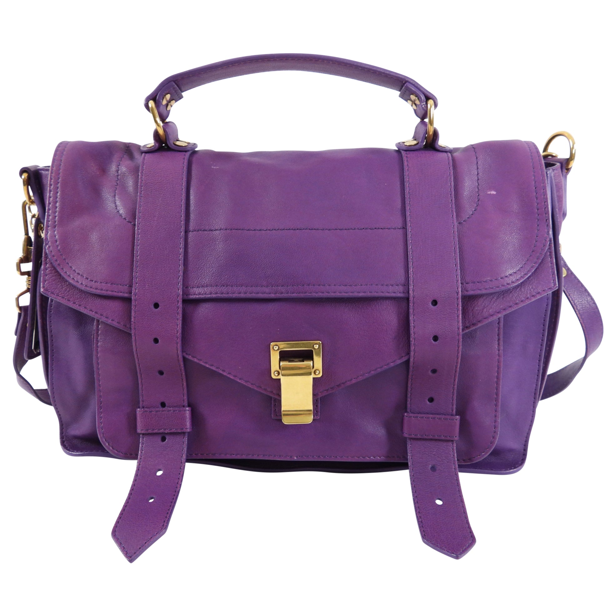 Proenza Schouler PS1 Purple Leather Satchel Messenger Bag