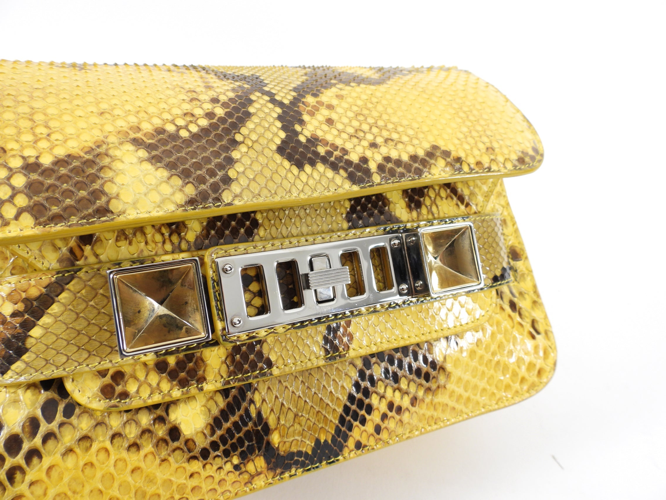 Proenza Schouler Yellow Python Snakeskin PS11 Mini Classic Shoulder Bag