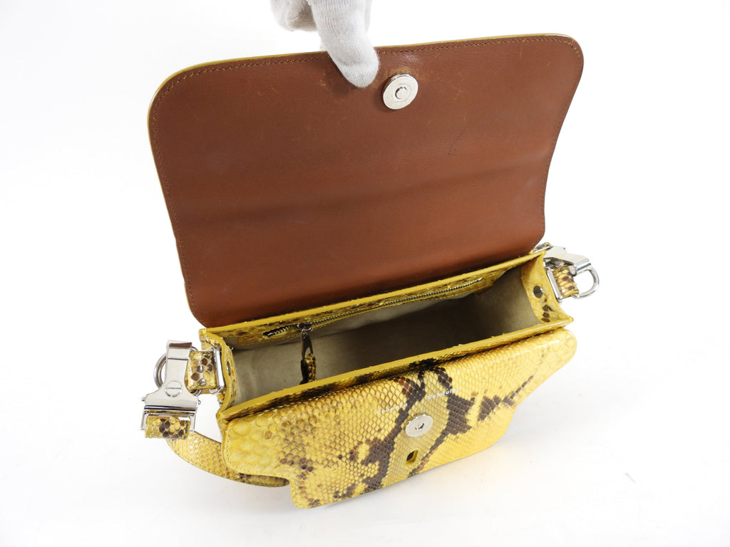 Proenza Schouler Yellow Python Snakeskin PS11 Mini Classic Shoulder Bag