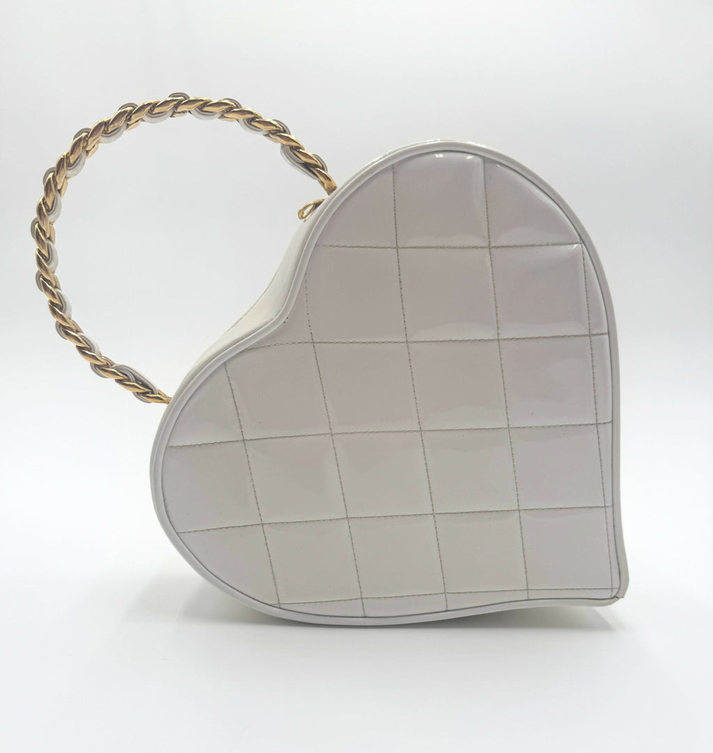 Chanel 1995 Vintage Barbie Heart White Vanity Bag