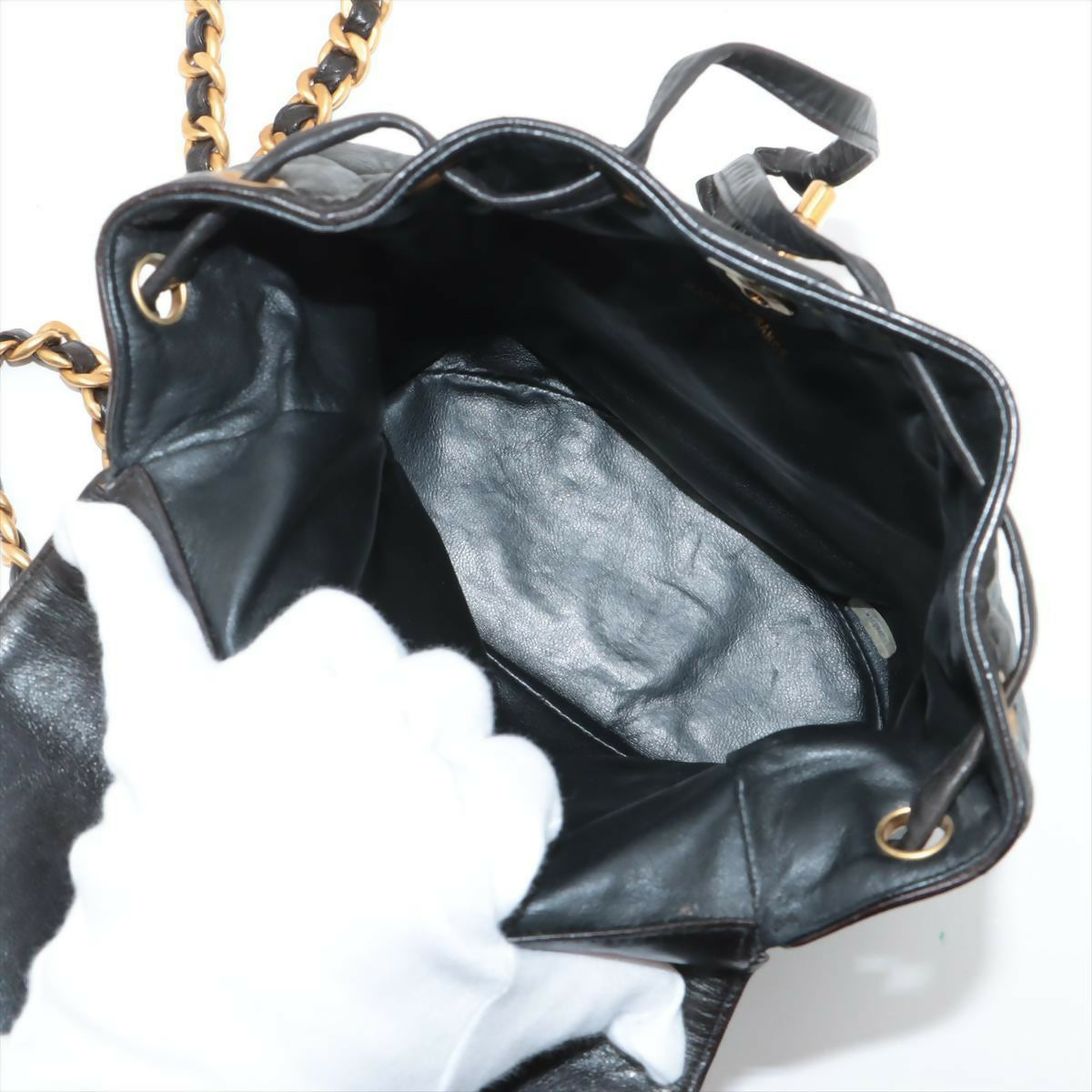 Chanel Vintage Black Lambskin Diamond-Quilted Flap Backpack