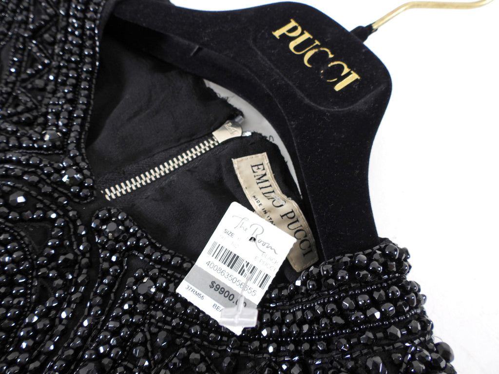 Emilio Pucci $10K Black Heavily Beaded Top - FR36 / 4