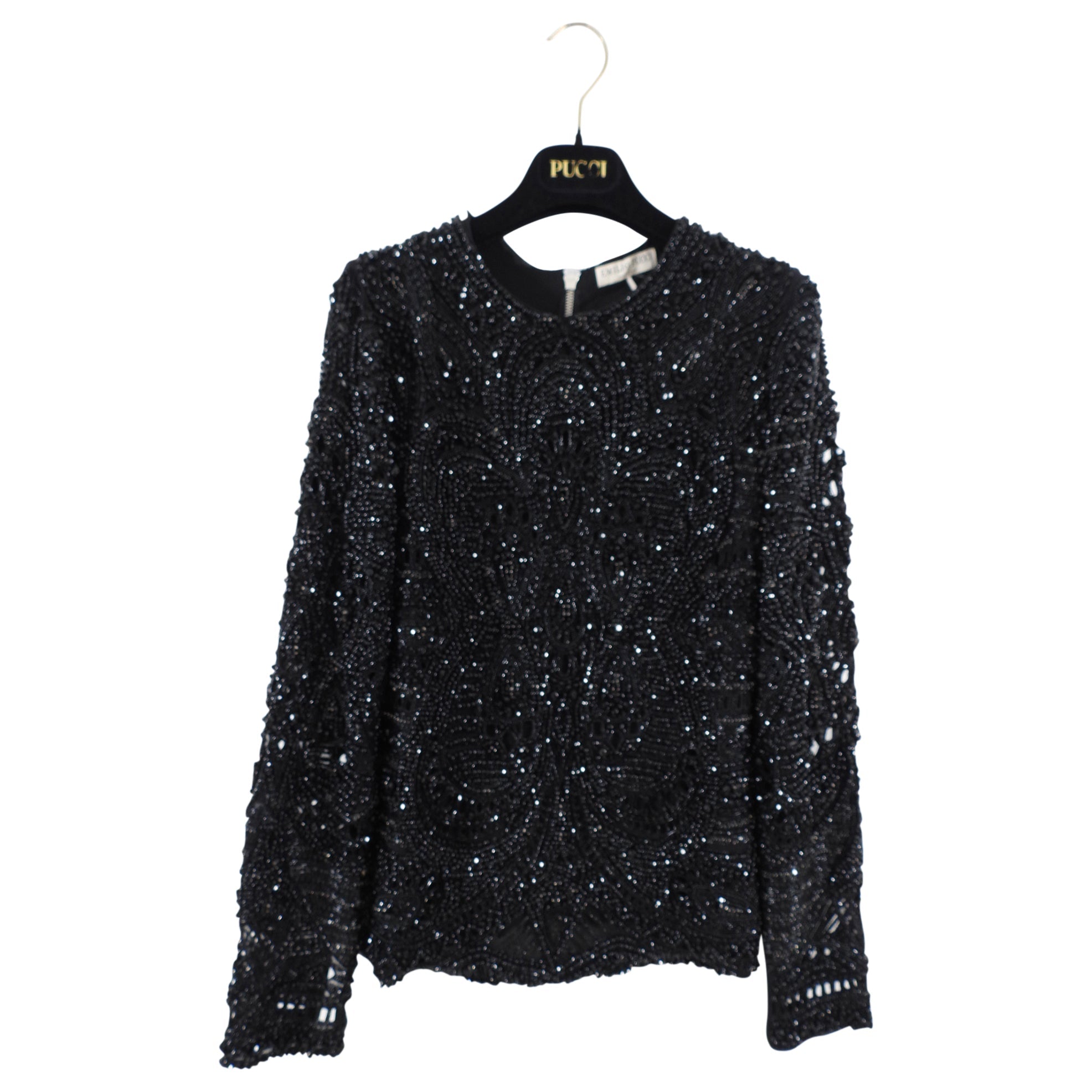 Emilio Pucci $10K Black Heavily Beaded Top - FR36 / 4