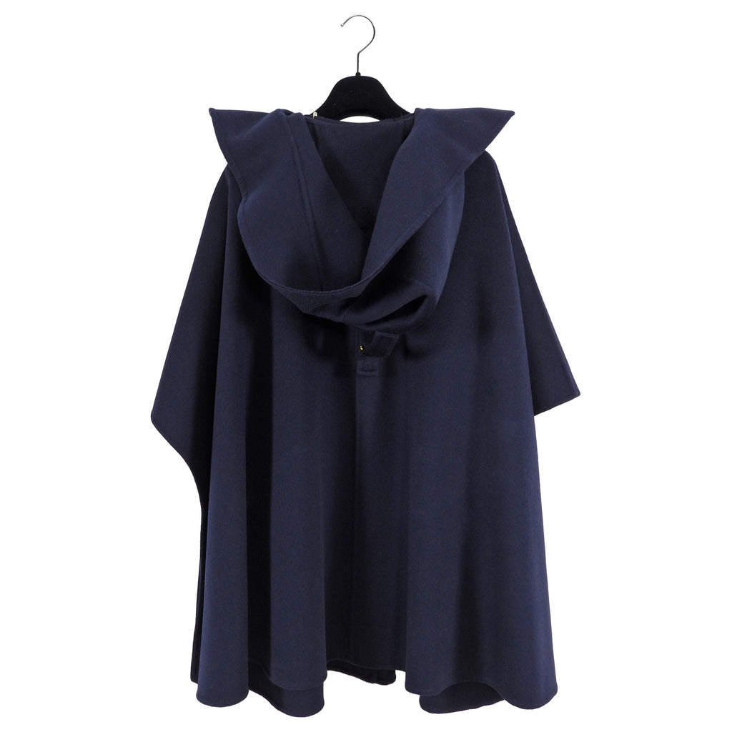 Emilio Pucci Navy Wool Hooded Cape Jacket - S / M
