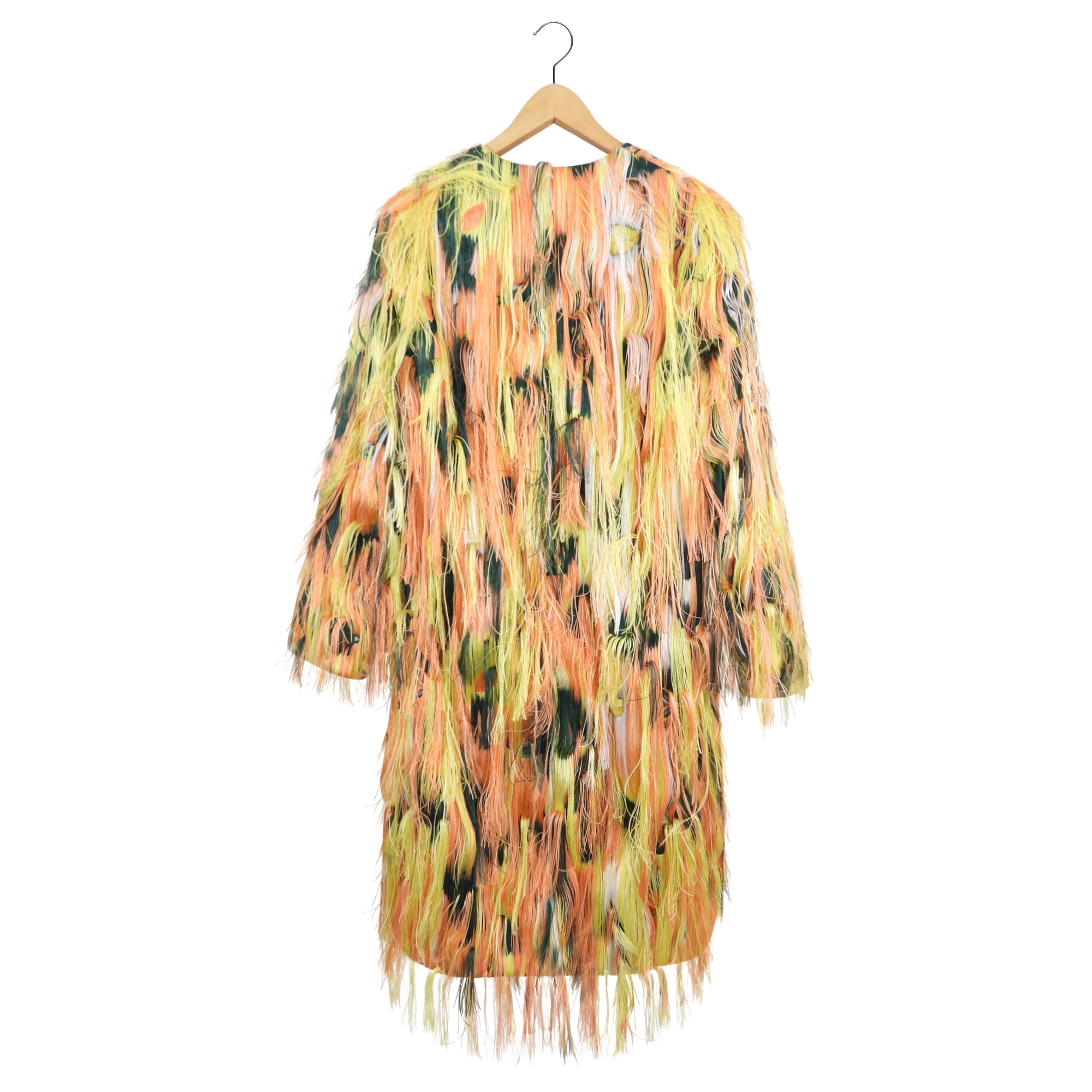 Emilio Pucci Orange Green Fringe Brocade Coat - S